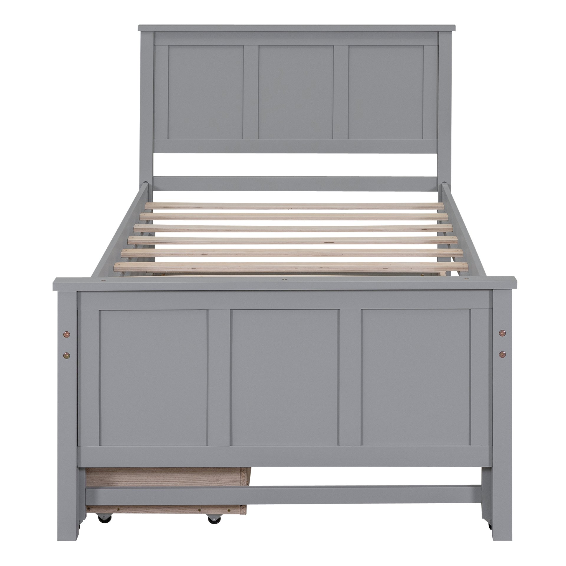 Twin Size Platform Bed With Trundle And Drawers - Gray - Image 10