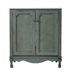 Double Sinks Bathroom Vanity Set, Vintage Bathroom Cabinet With 2 Separate Sinks - Antique Blue Green / Teal