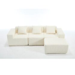 Modern Minimalist Modular Sectional Sofa, L - Shape Upholstered Cloud Couch - White
