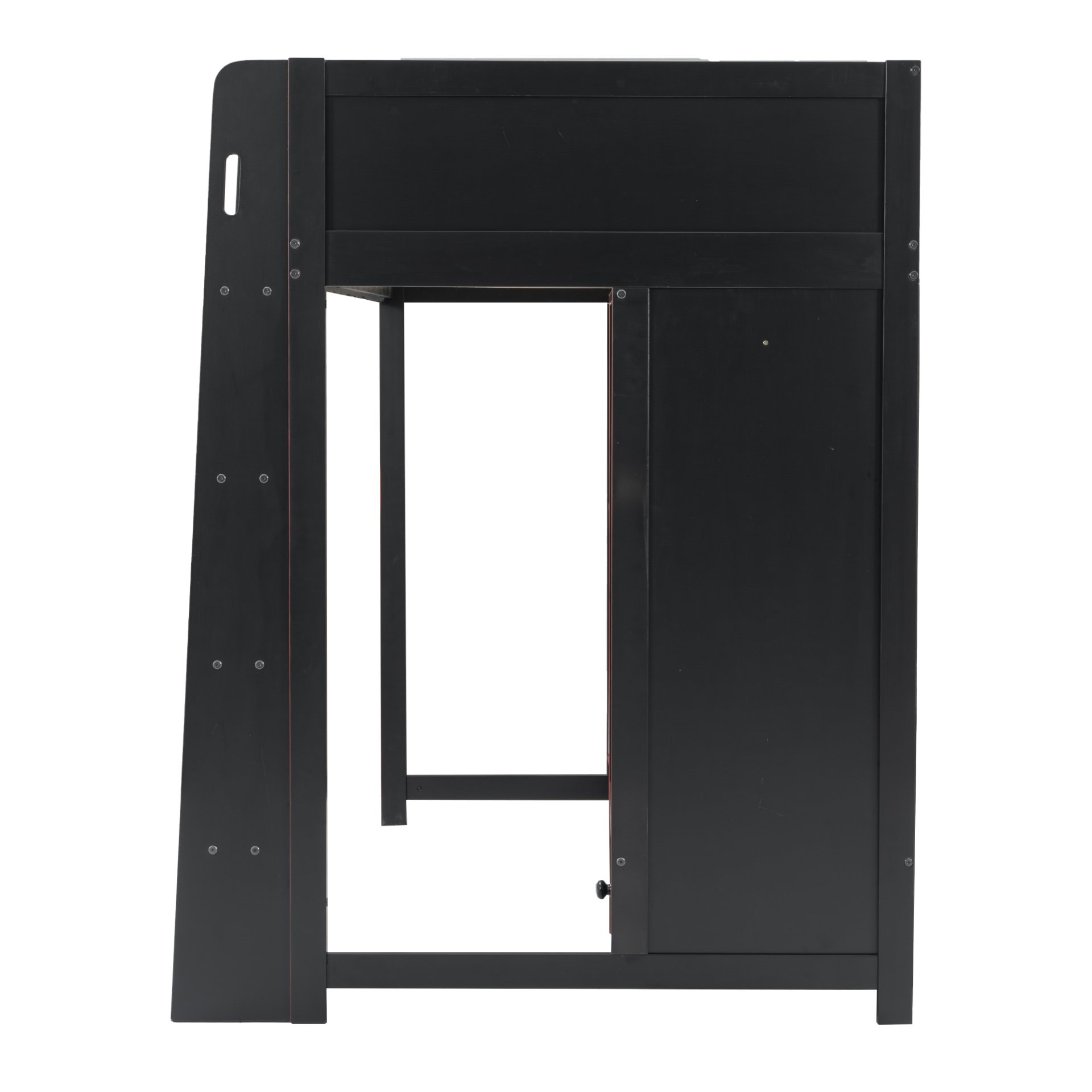 Twin Size Gaming Loft Bed With Built In Desk, Wardrobe, LED Lighting And Drawer - Black - Image 14