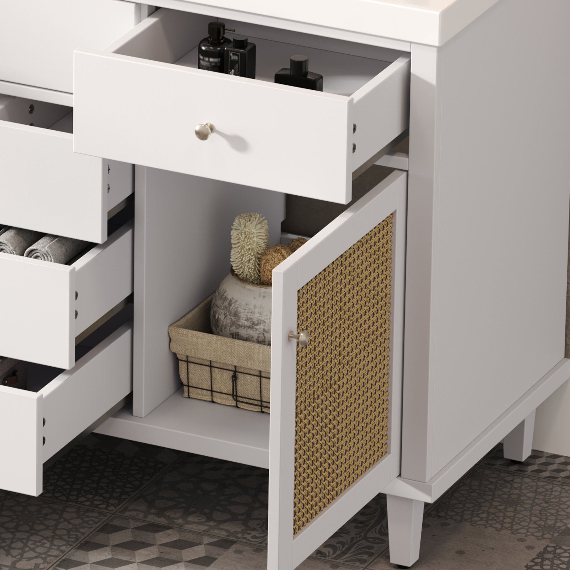 Bathroom Vanity With Sink, Soft Close Drawers - White - Image 15