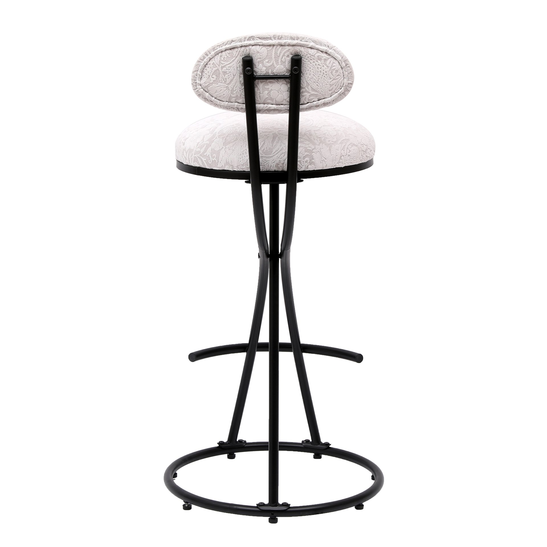 Round Print Bar Stools (Set of 2) Metal Upholstered Chairs For Kitchen Island & Dining Rooms - Black & White Print - Image 12