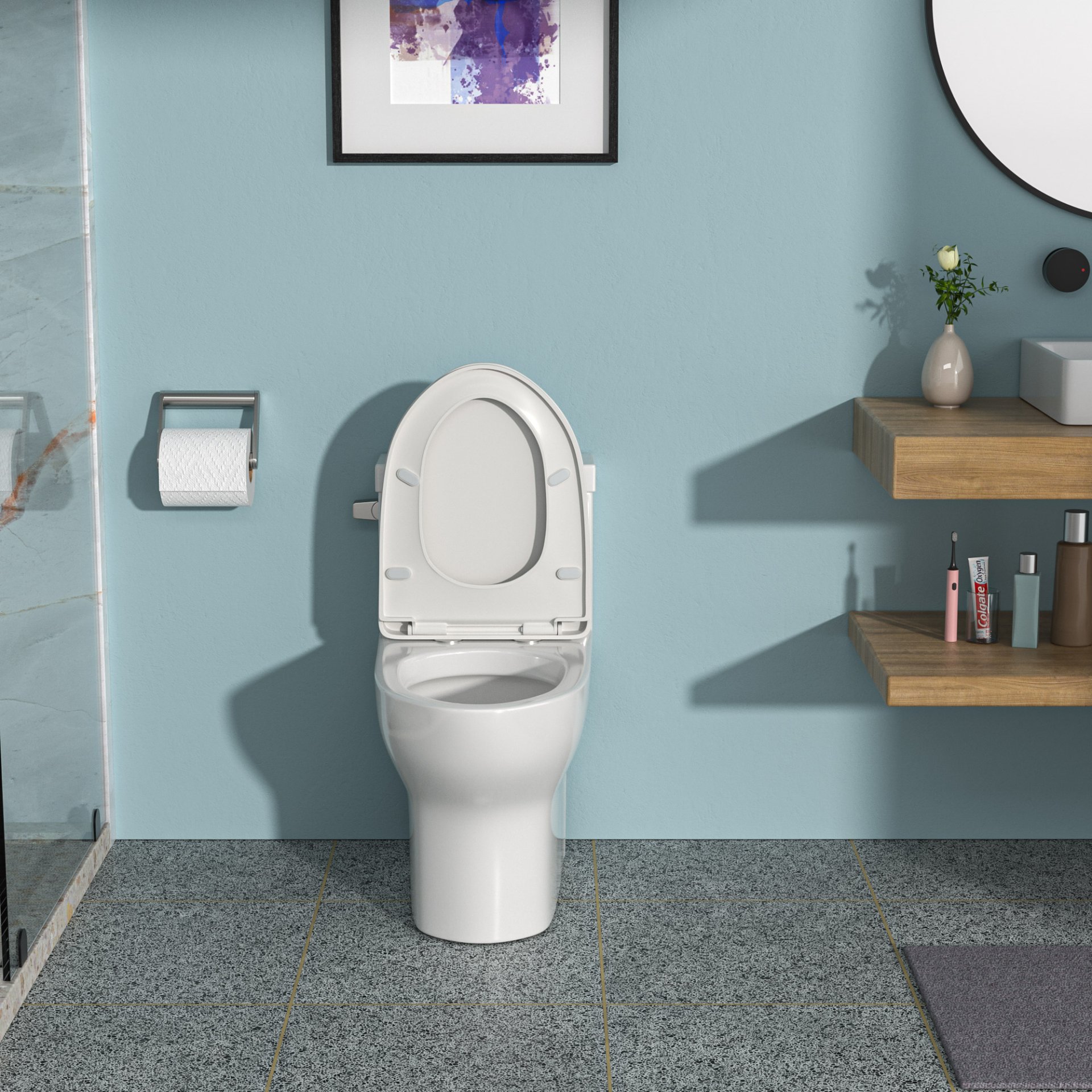 1 Piece Toilet, Soft Closing Seat - White - Image 6