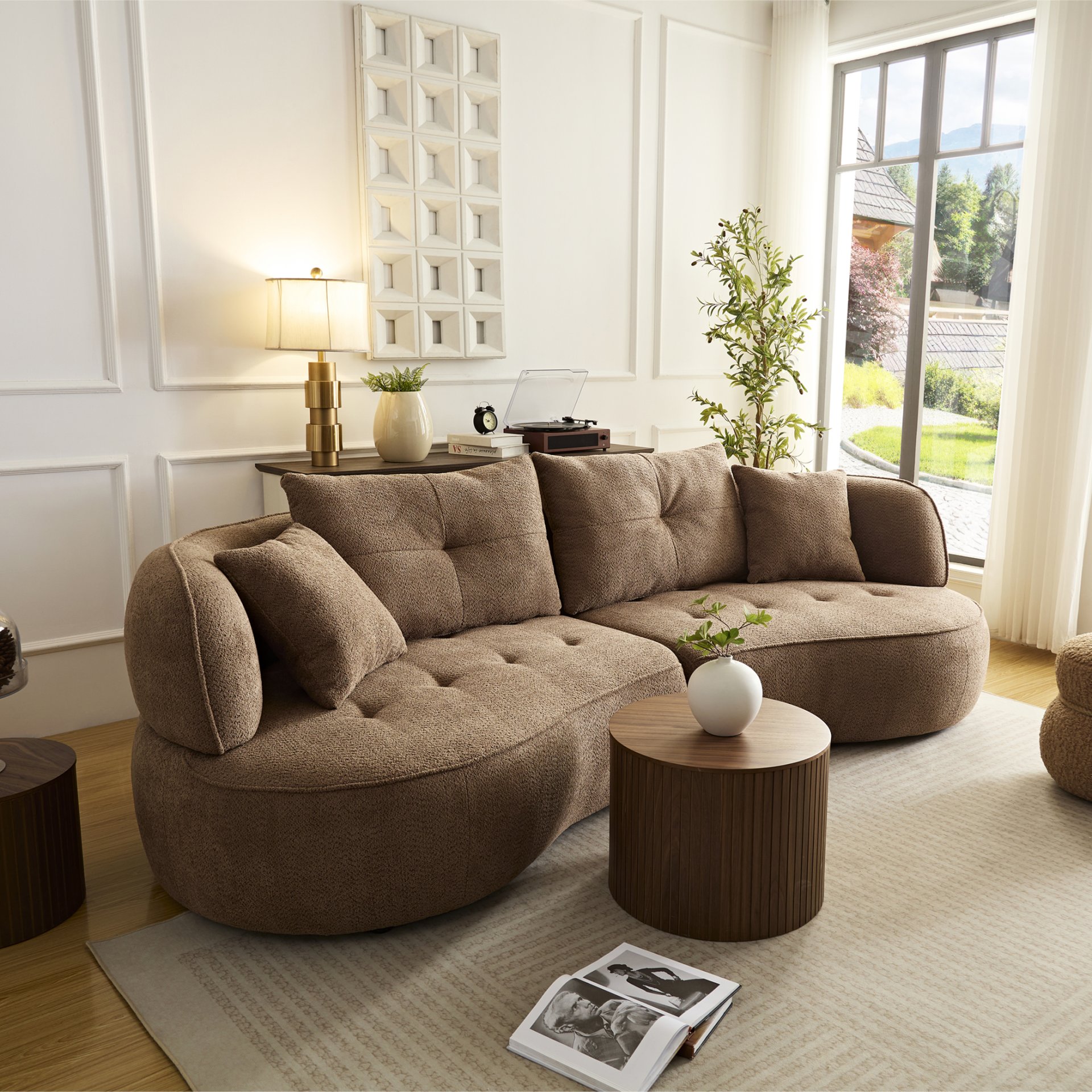 Modular Sofa, Durable Fabric, Solid Wood Frame, High Density Sponge Padding, Seating For 4 - Camel - Image 7