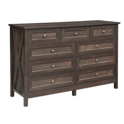 Storage Dresser With 9 Drawers And Silver Handle - Brown