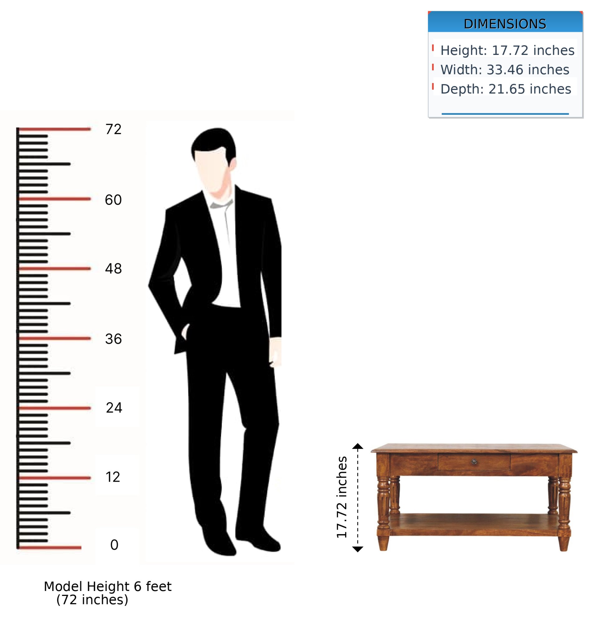Turned Legs 2 Drawer Coffee Table - Brown - Image 12