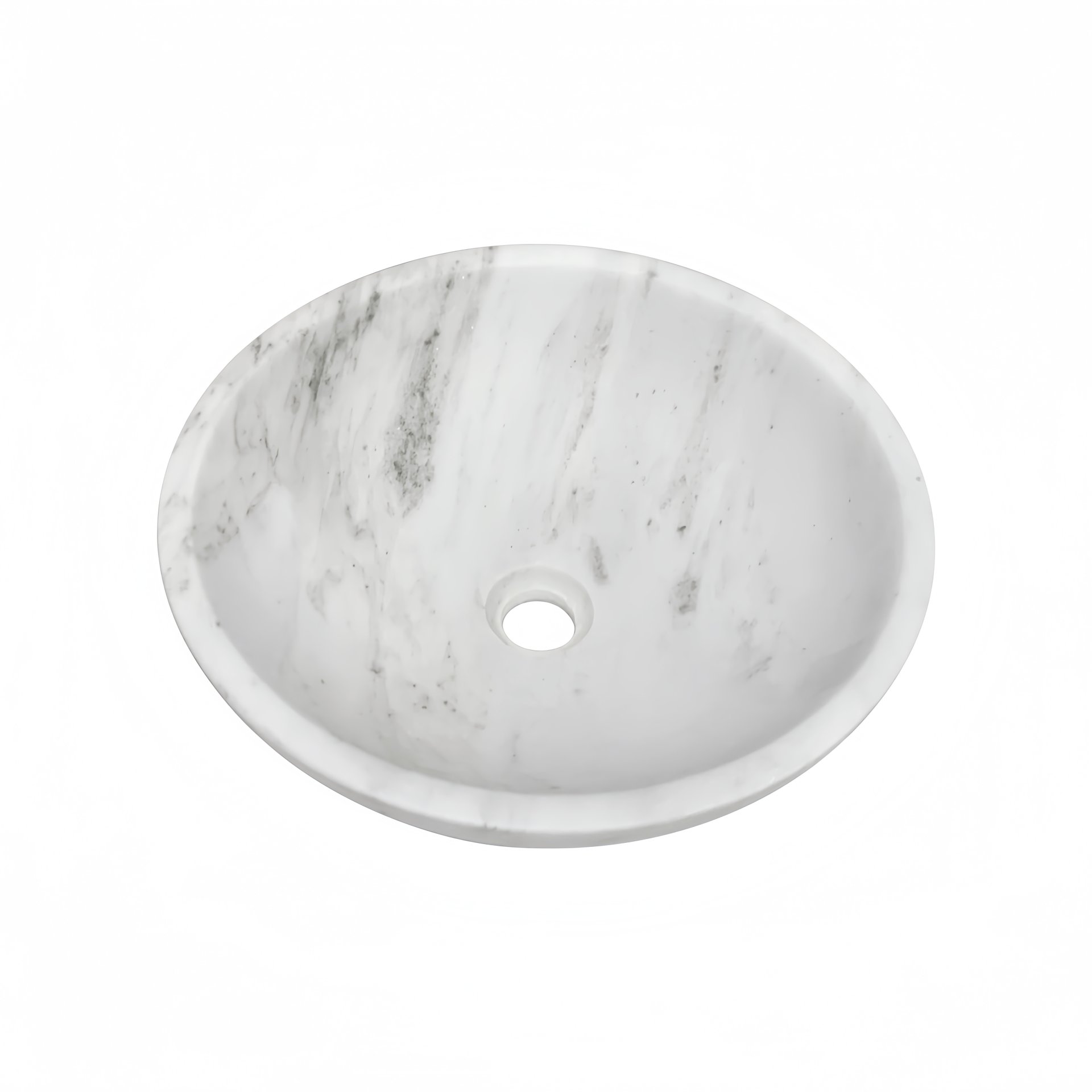 Bathroom Vessel Sink, Semi Polished Surface, Genuine Real Marble - White / Natural - Image 10