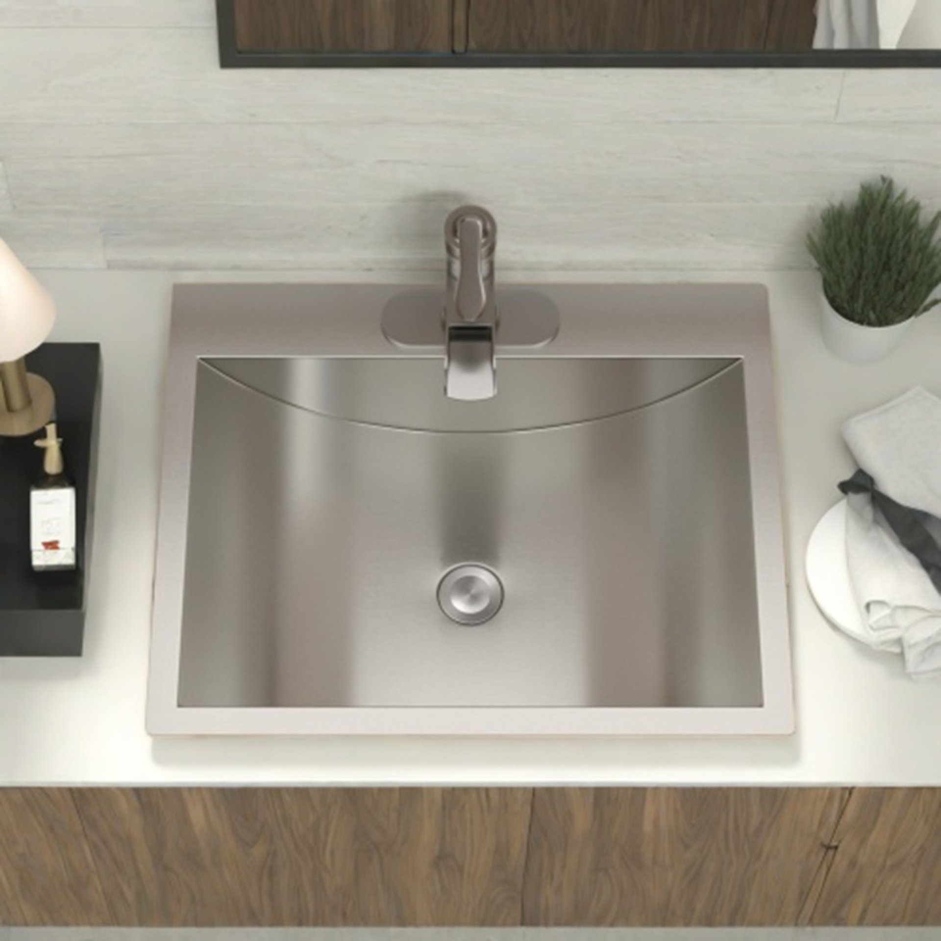 21 X 17" Drop In Bathroom Sink With Pop Up Drain, Stainless Steel Su304, Durable & Rust Resistant, Easy Installation - Brushed Nickel - Image 8