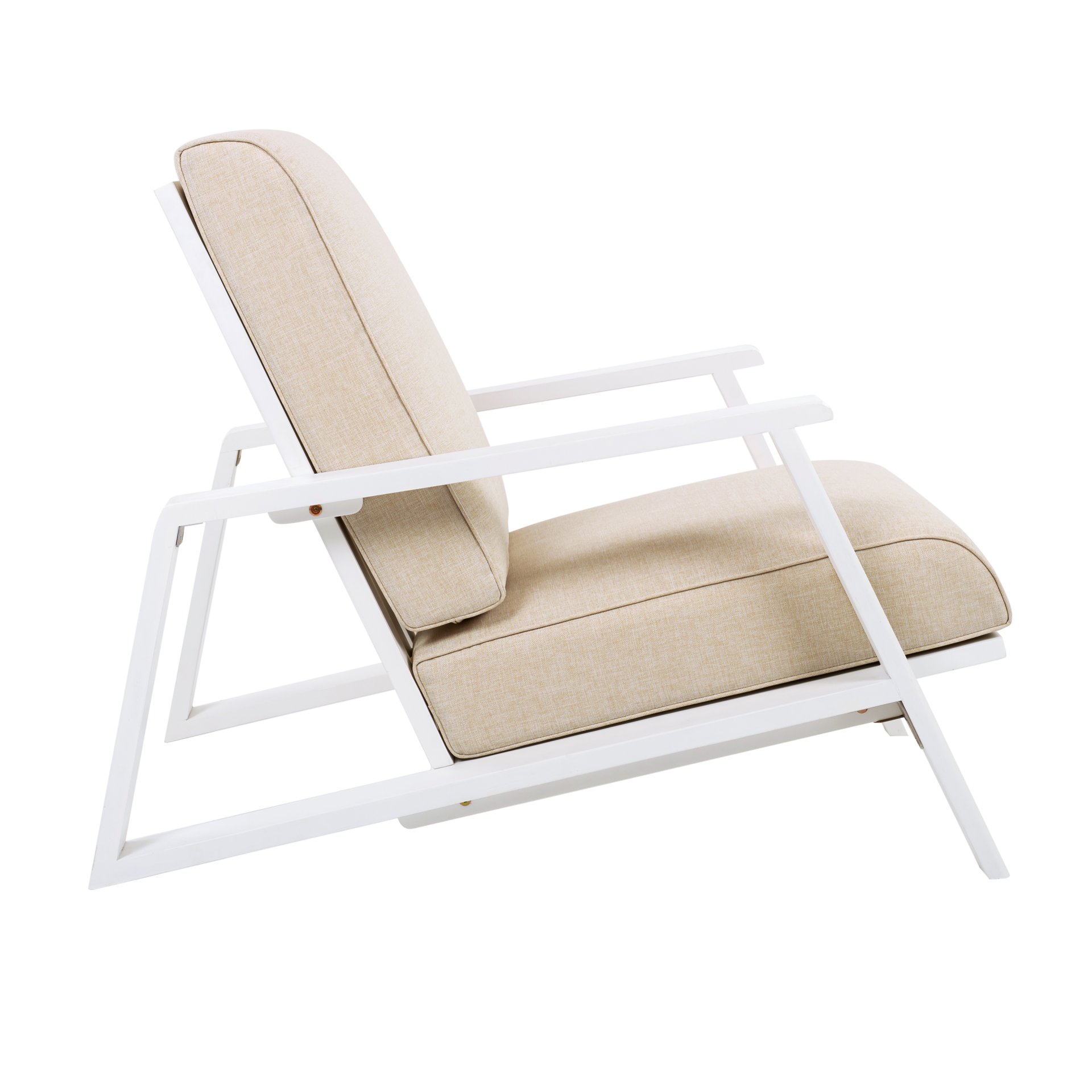 Outdoor Patio Lounge Chair - Beige / White - Image 7