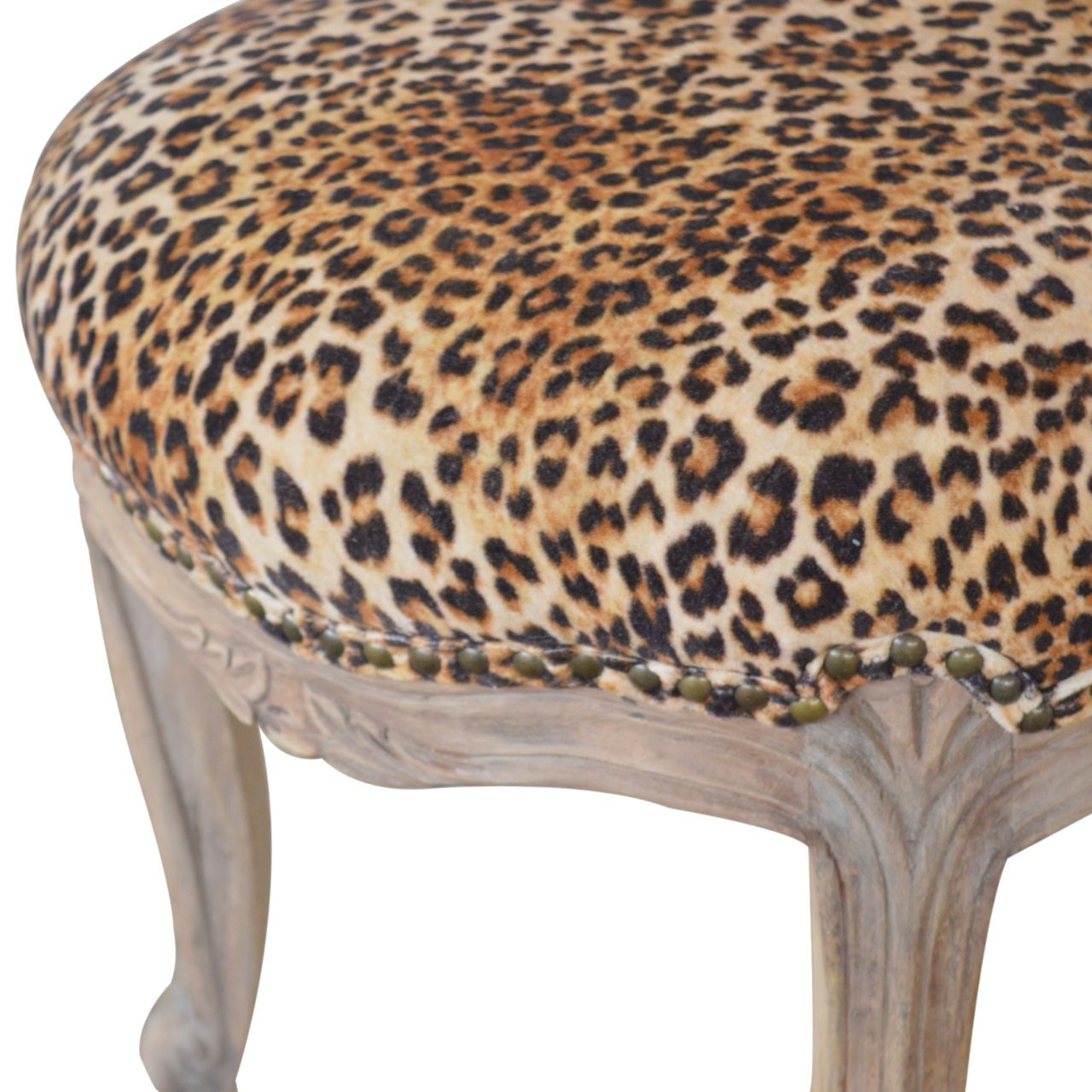 Leopard Print Studded Chair - Brown - Image 5
