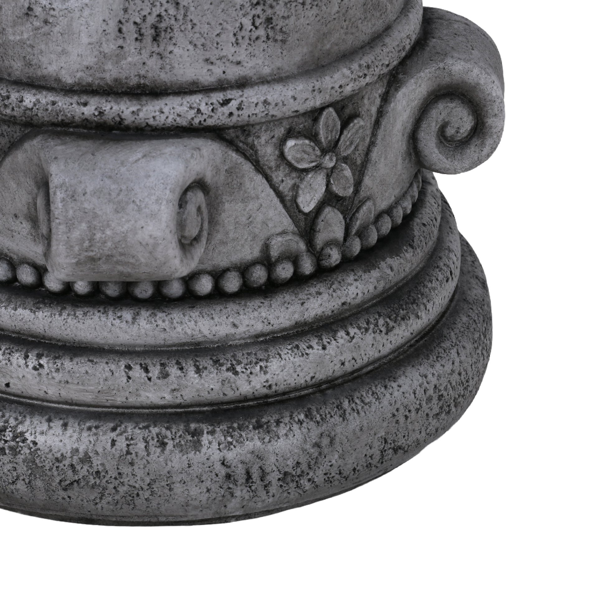 Outdoor End Table, Round Side Table For Patio And Garden - Antique Gray - Image 9