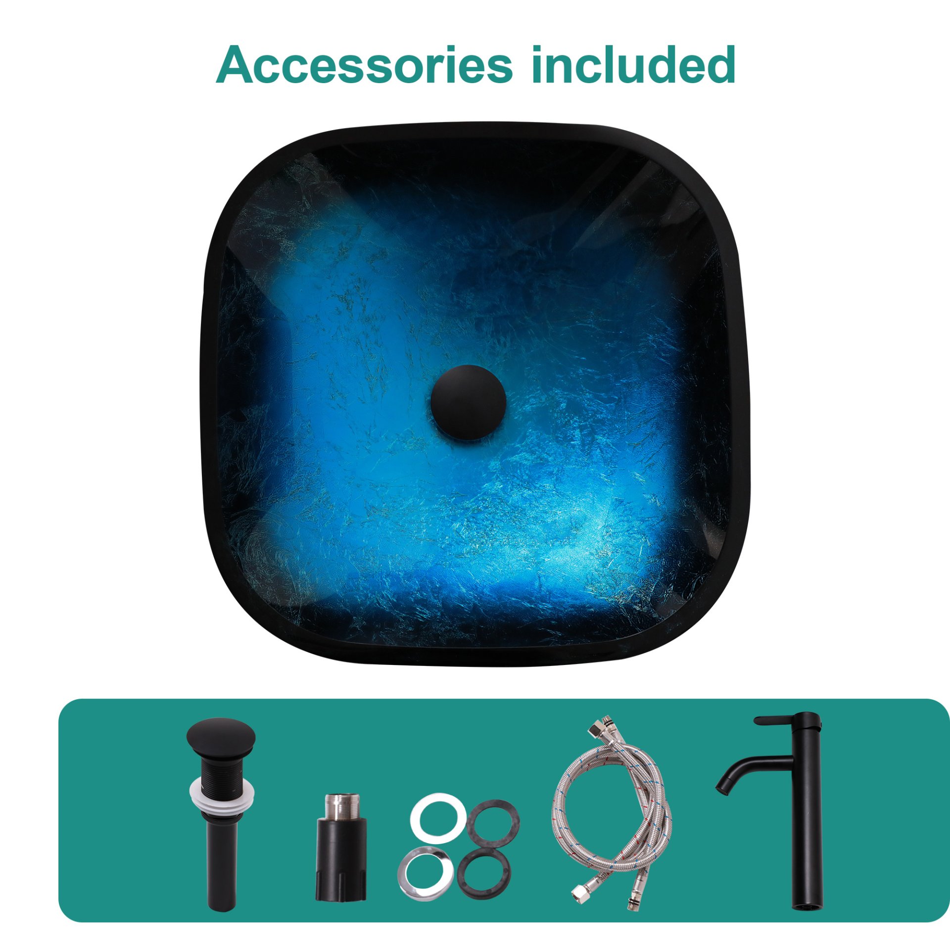 Artistic Vessel Sink With Faucet And Pop Up Drain - Blue - Image 7