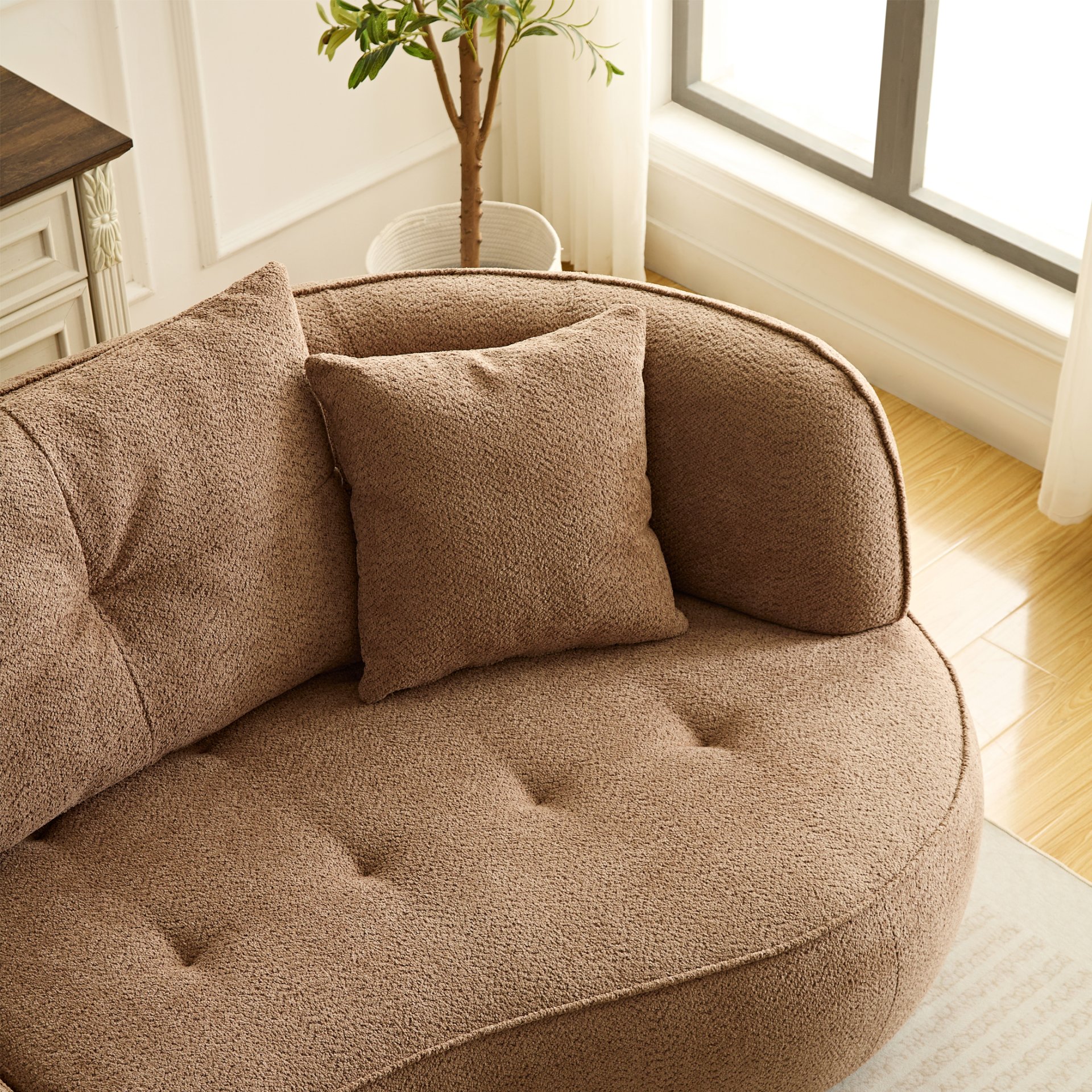 Modular Sofa, Durable Fabric, Solid Wood Frame, High Density Sponge Padding, Seating For 4 - Camel - Image 8