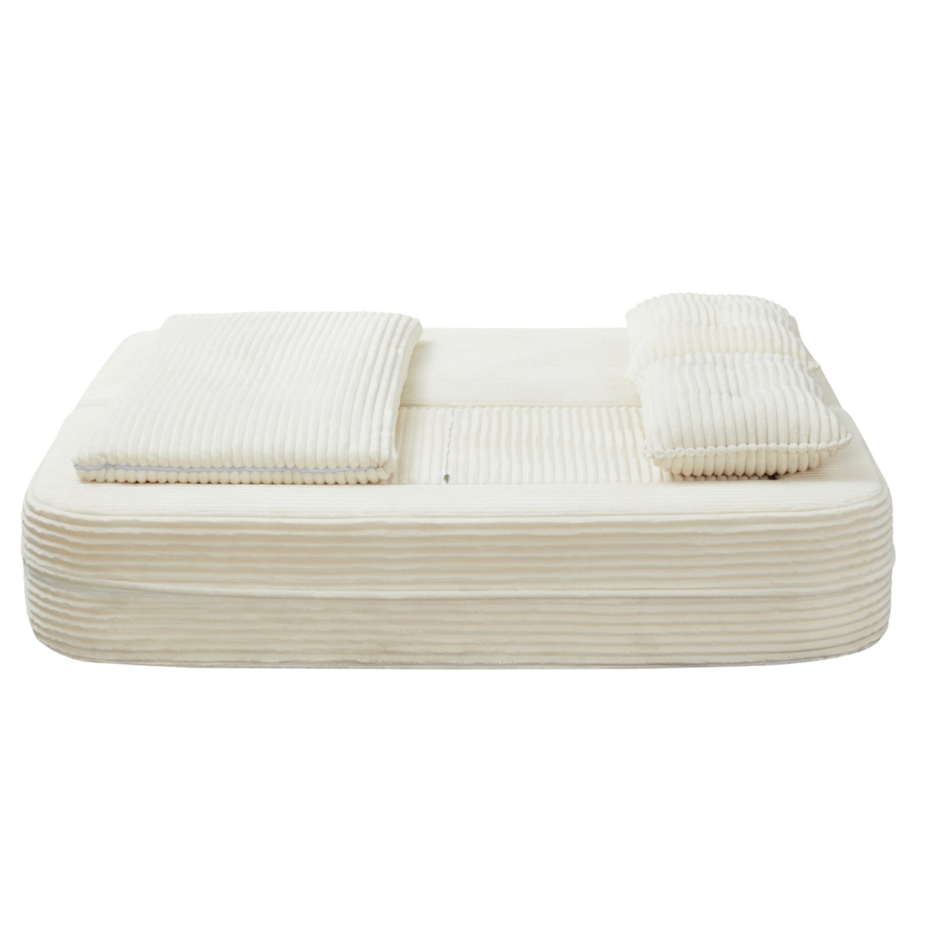Multi Functional Sectional Sofa Bed With Independent Chaise Lounge And Functional Blanket - Beige - Image 12