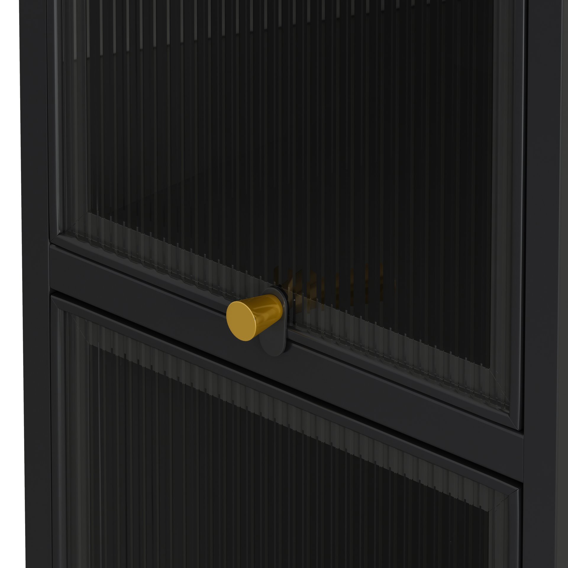 3 Tier Glass Door Cabinet With 4 Tier Storage - Black - Image 10