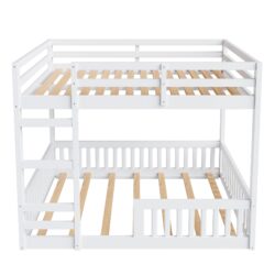 Full Over Full Bunk Bed With Ladder And Guardrails - White