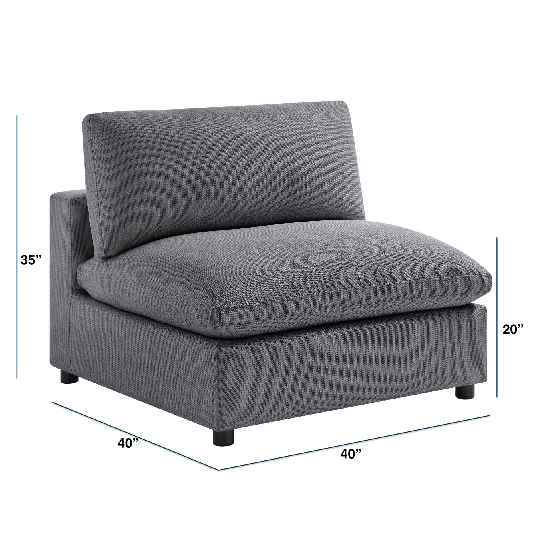 Cassandra - Armless Slipper Chair - Charcoal Gray - Image 3