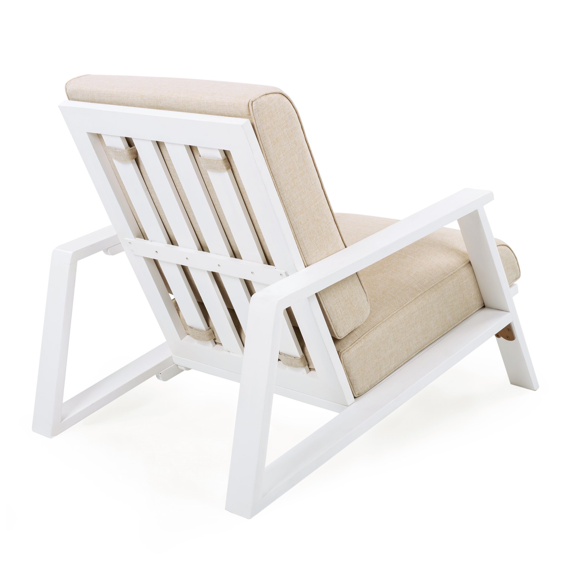 Outdoor Patio Lounge Chair - Beige / White - Image 8
