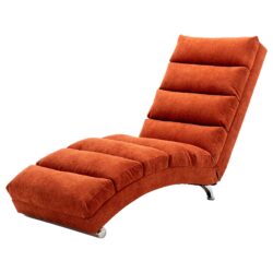 Ergonomic Linen Massage Chaise Lounge With Remote Control, 5 Modes - Orange