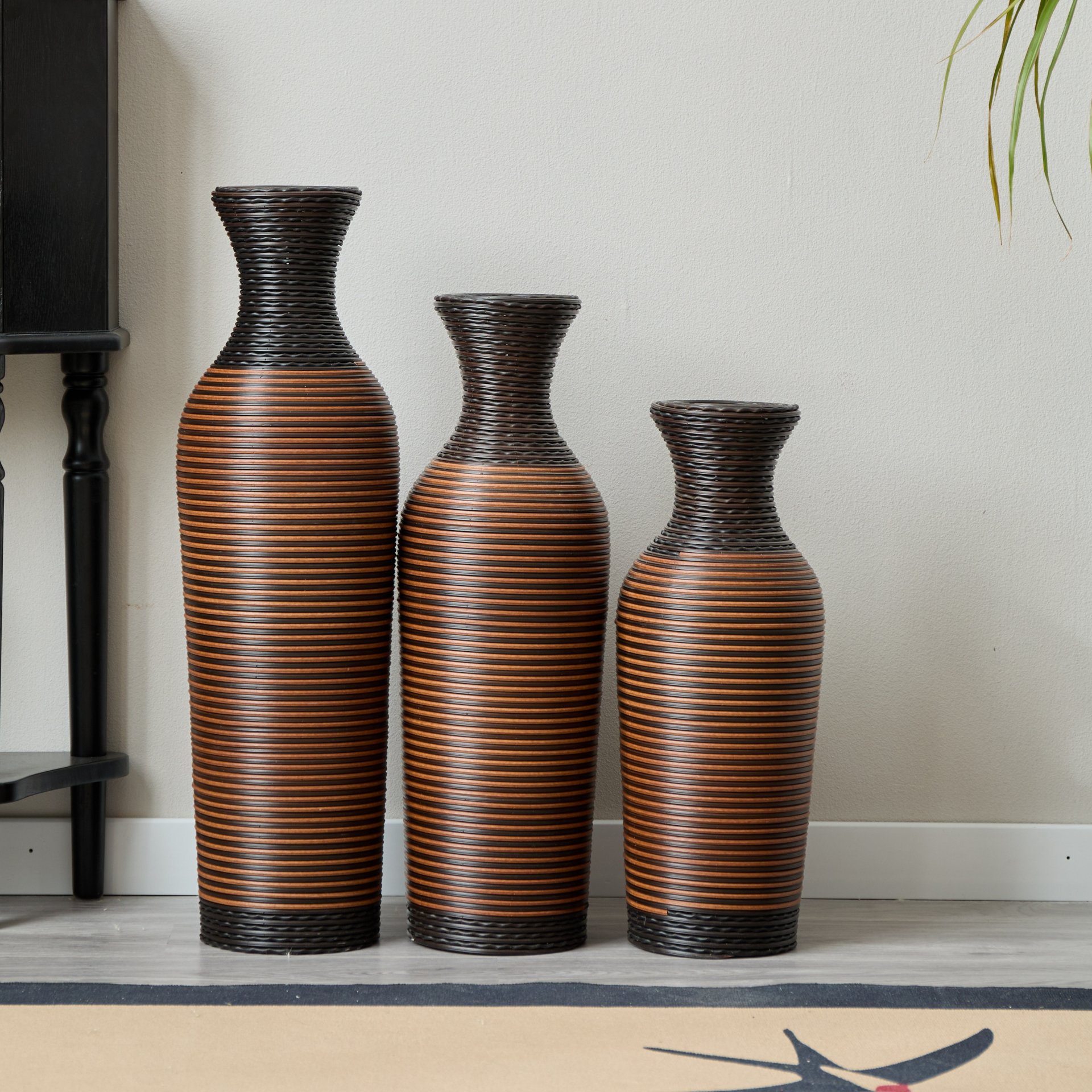 Desktop Vase, Classic And Neat Floor Vase, High Independent Flower Stand, Home Decoration Flower Stand (Set of 3) - Black / Brown - Image 16