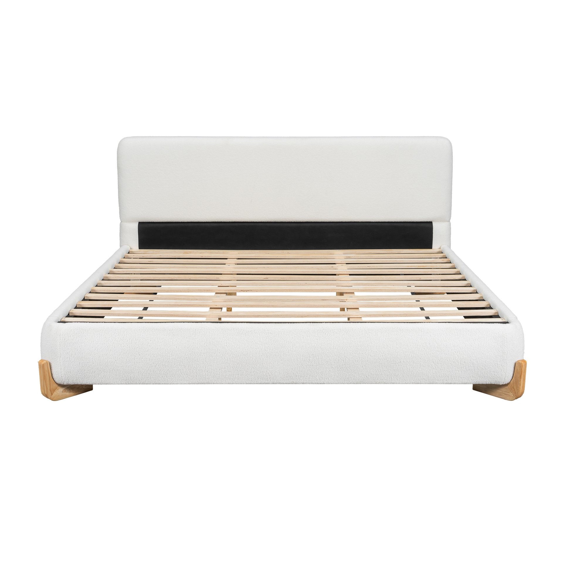 King Size Upholstered Bed With 12 Slats Support - White - Image 6