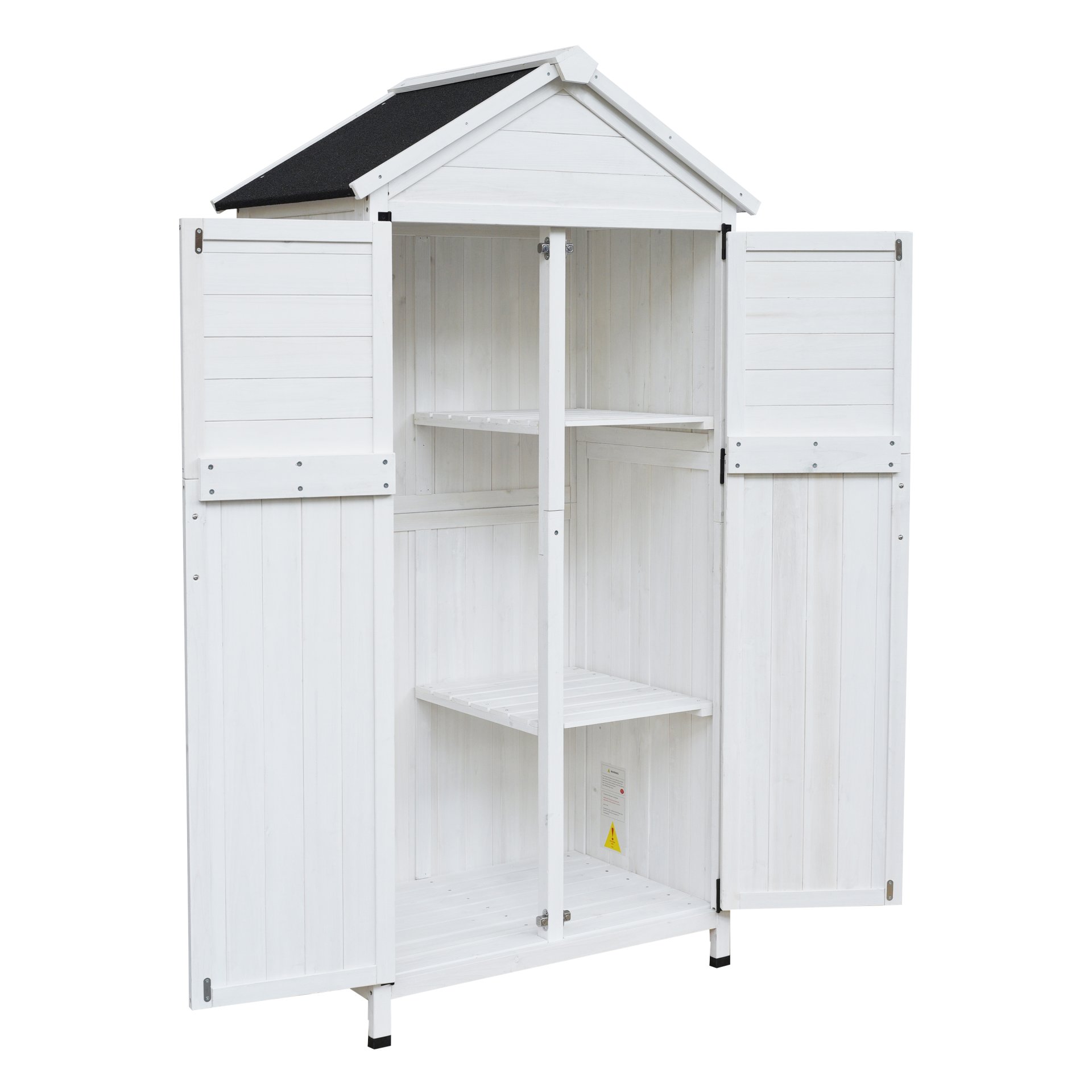 Storage Shed With Double Doors For Outdoor Garden Tool Organization - White - Image 12
