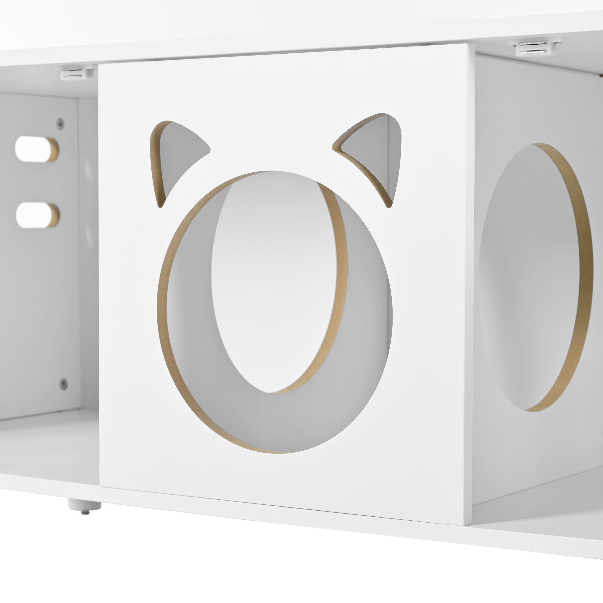 Furniture Style Cat Cabinet Cat Litter Box With Sisal Scratching Door - Cream White - Image 10