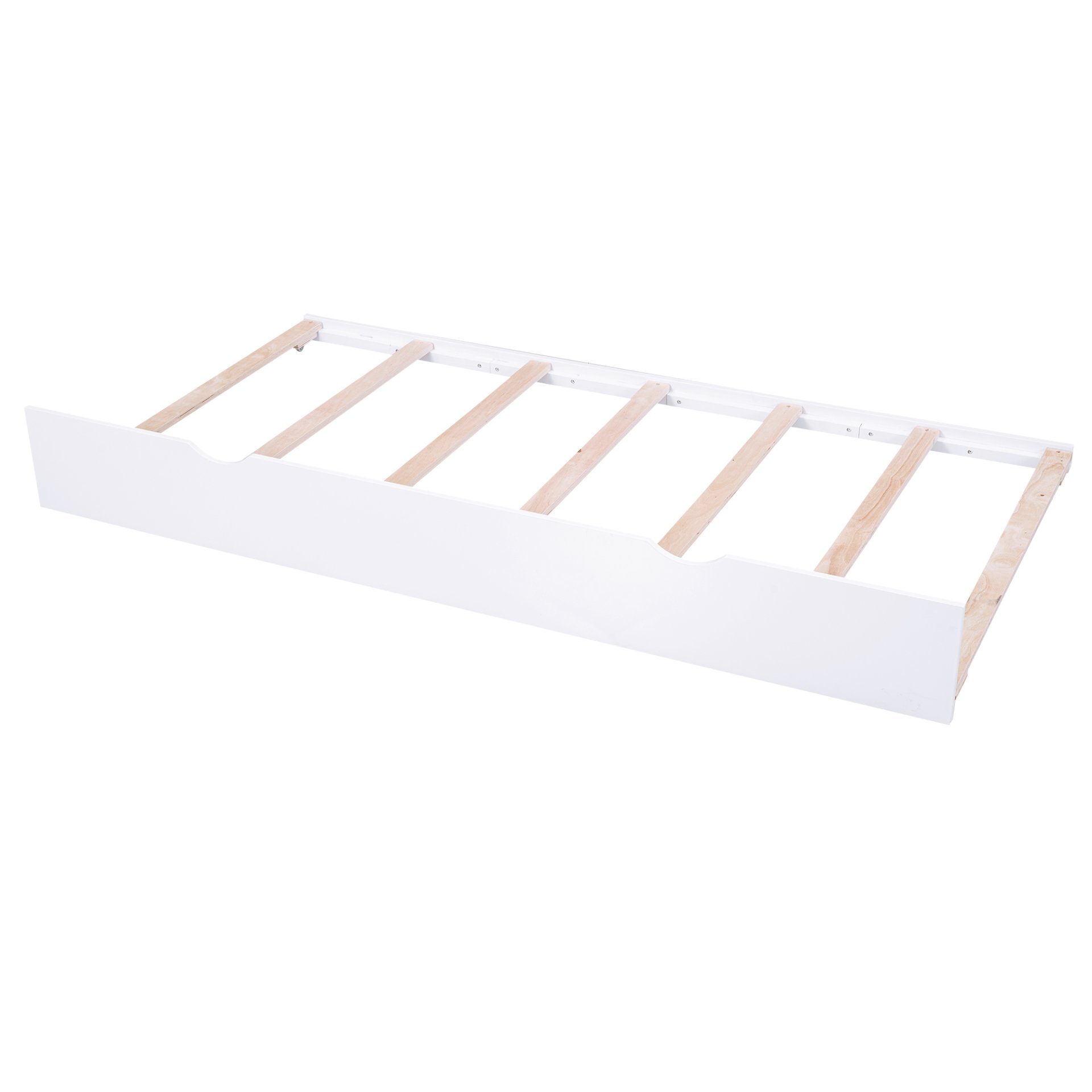 Full Size Storage Platform Bed With Pull Out Shelves And Twin Trundle - White - Image 16
