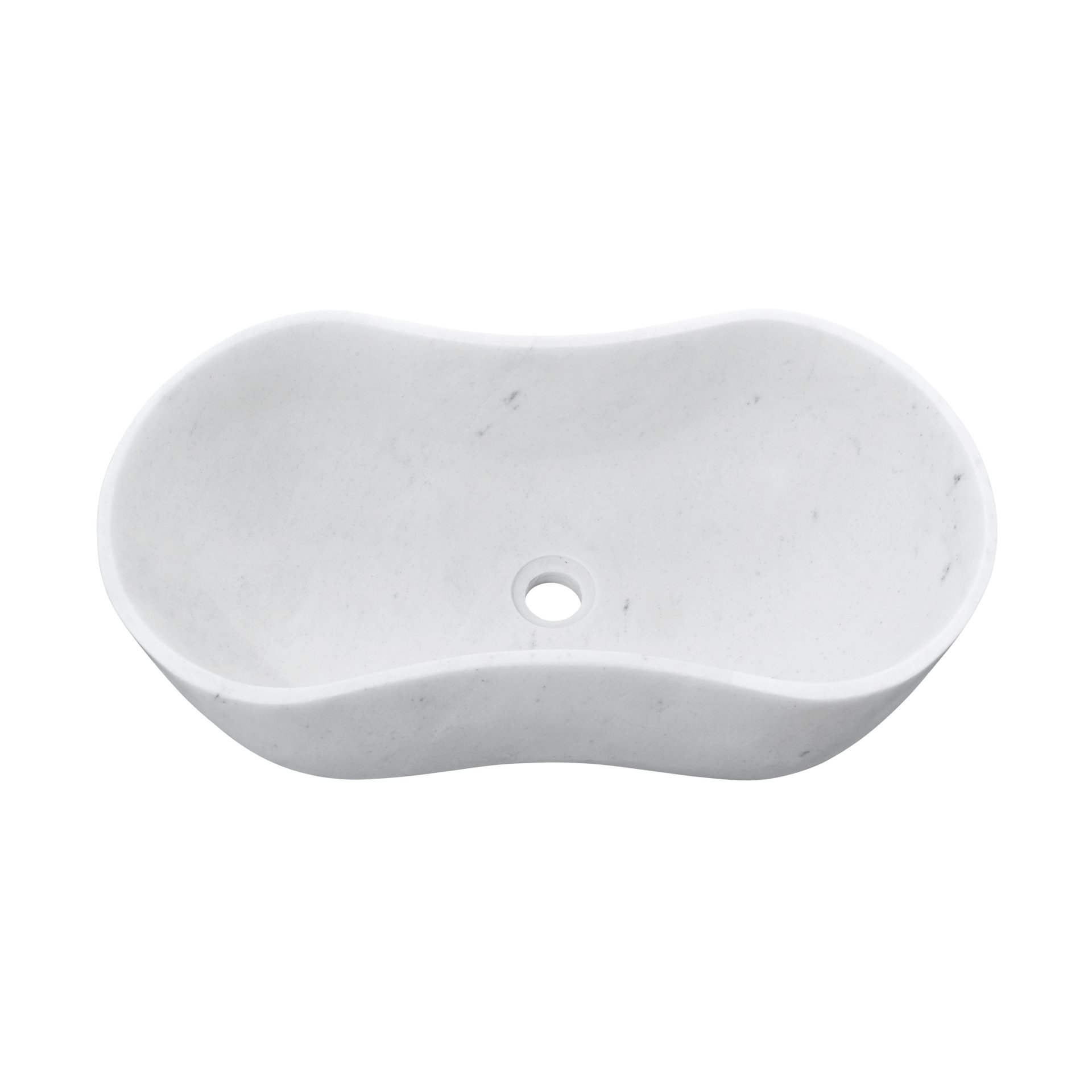 Bathroom Vessel Sink, Wavy Design, Semi Polished Surface - White / Natural - Image 10