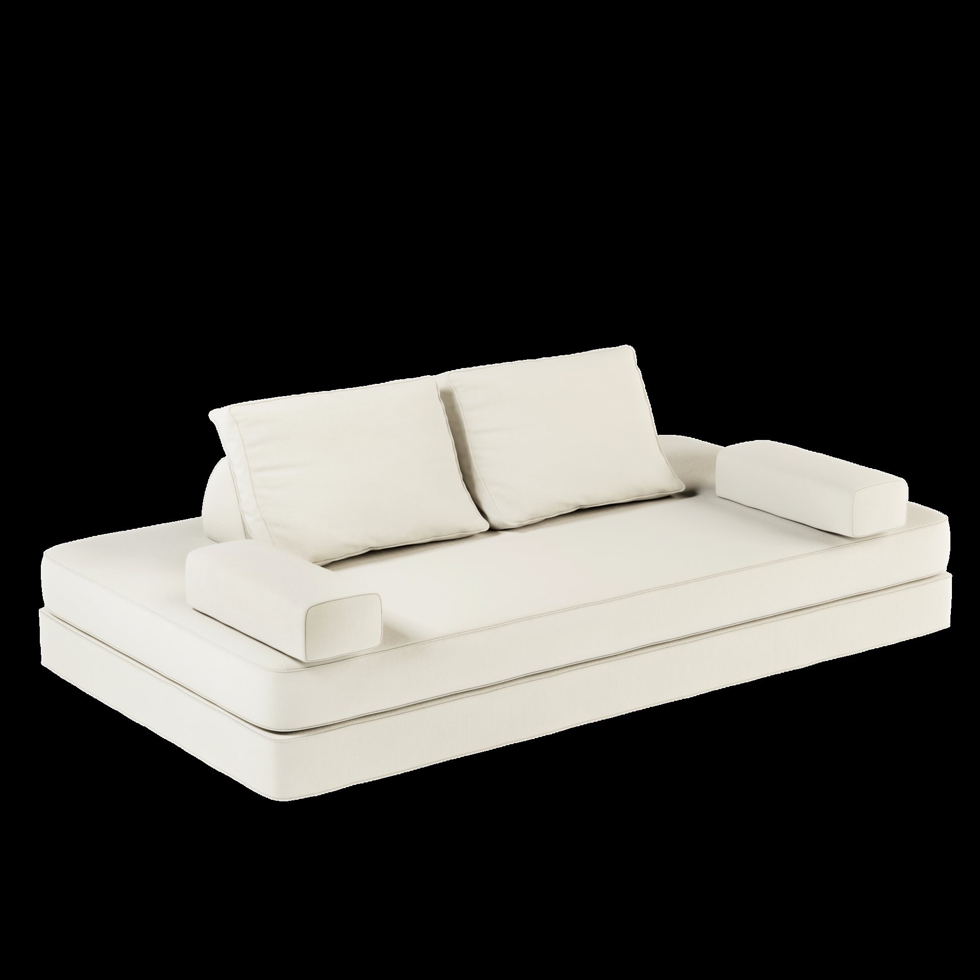 Multifunctional Convertible Sofa Bed With 2 Tumbler Backrests And 2 Pillows, Diy Modern Upholstered Couch - Beige - Image 22