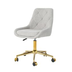 Modern Teddy Velvet Fabric Dining Chair With Gold Plated 5 Claw Legs - Gray