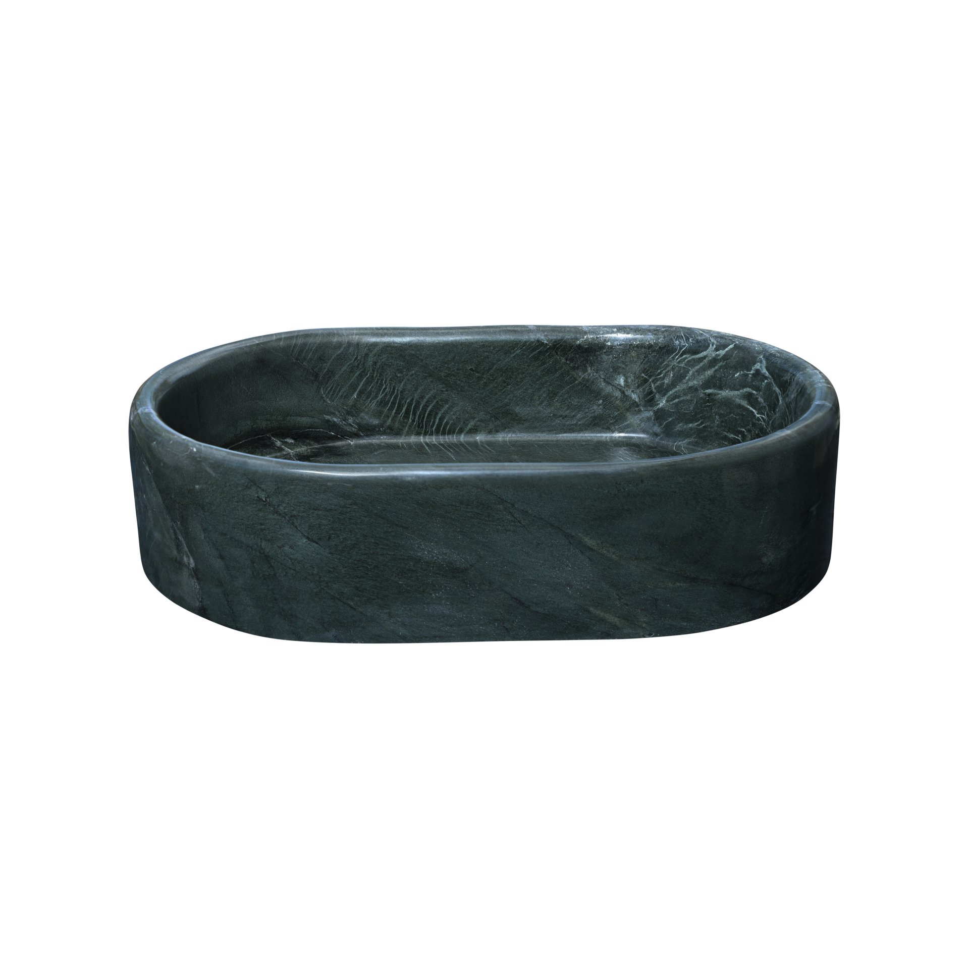 Vessel Sink, Semi Polished Surface, Genuine Real Marble, Oval Shape - Green - Image 12