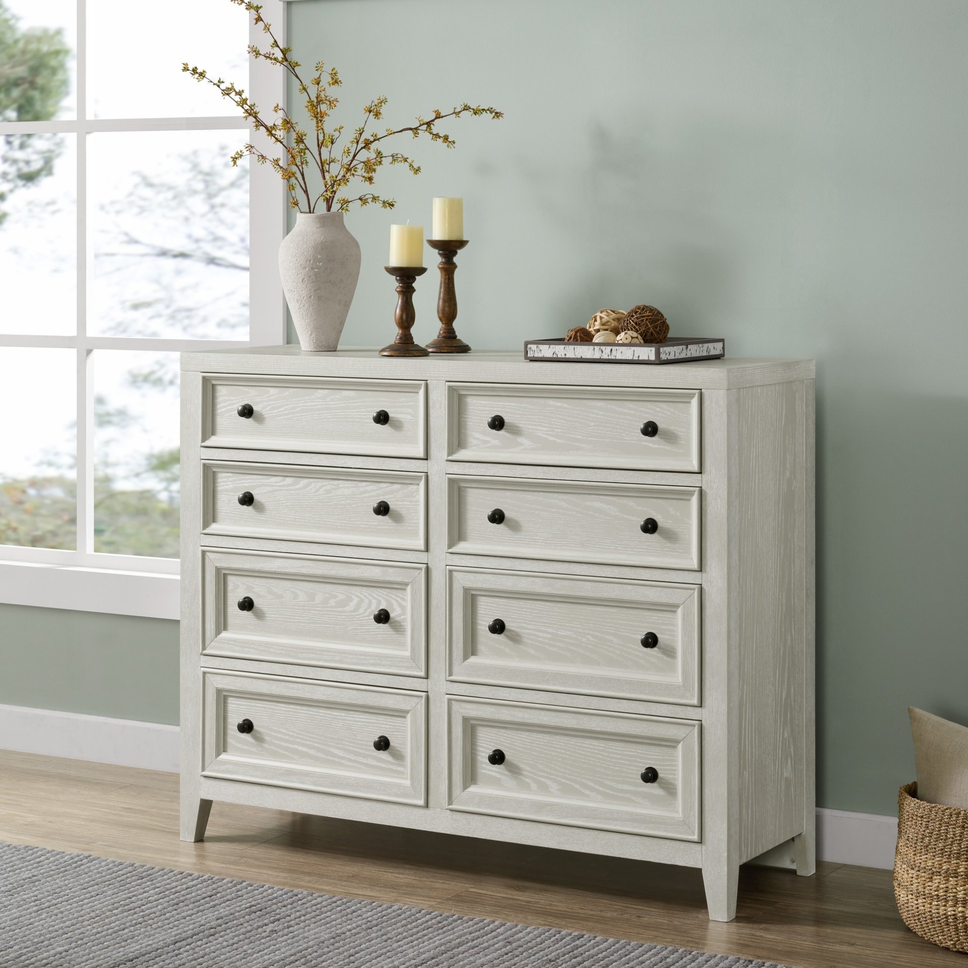 8 Drawer Dresser With Classic Framed Fronts And Smooth Glides - White - Image 2
