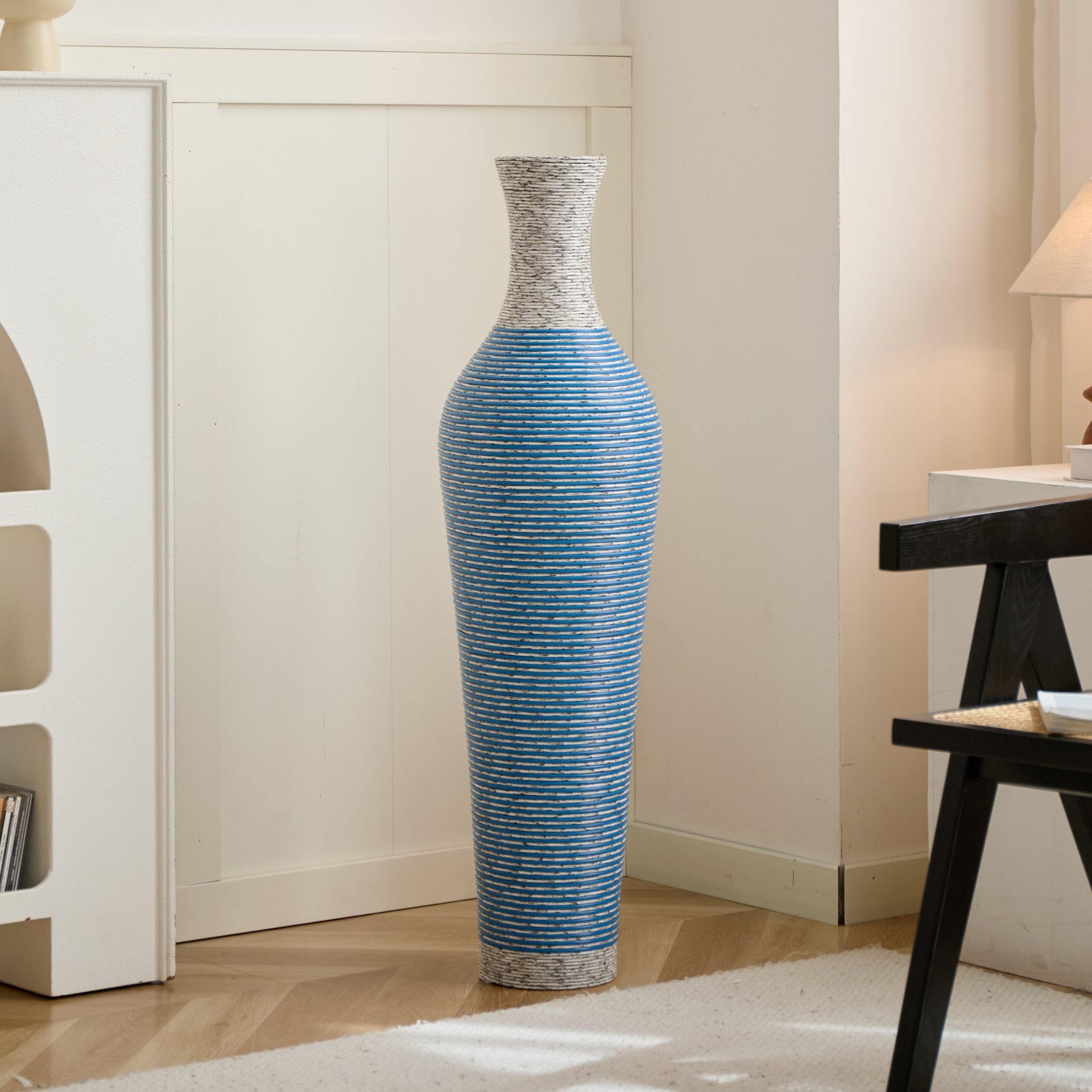 Tall Standing Designer Floor Vase Durable Artificial 2 Tone Ideal Decor Accent For Living Room - Lake Blue - Image 20