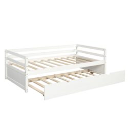 Twin Daybed With Trundle Frame Set - White