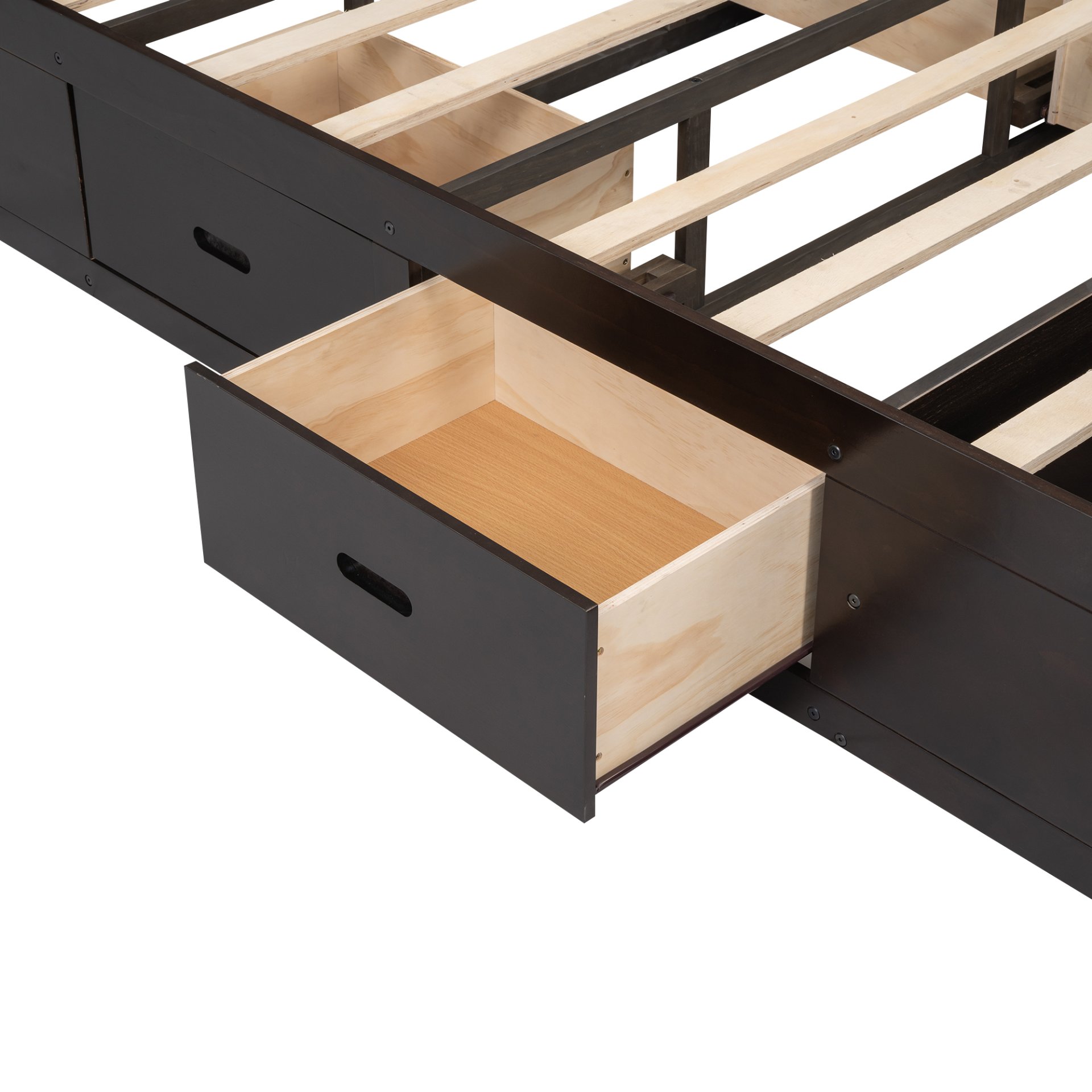Queen Size Platform Bed With Storage Headboard, Shoe Rack And 4 Drawers - Espresso - Image 12