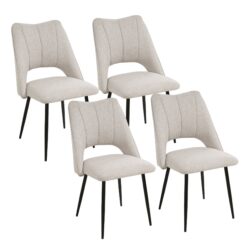 Chair With High Resilience Filling, Adjustable Feet For Kitchens (Set of 4) - Beige