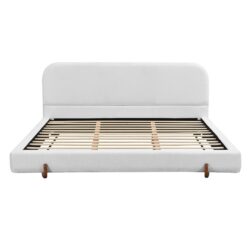 King Size Upholstered Bed Frame - White