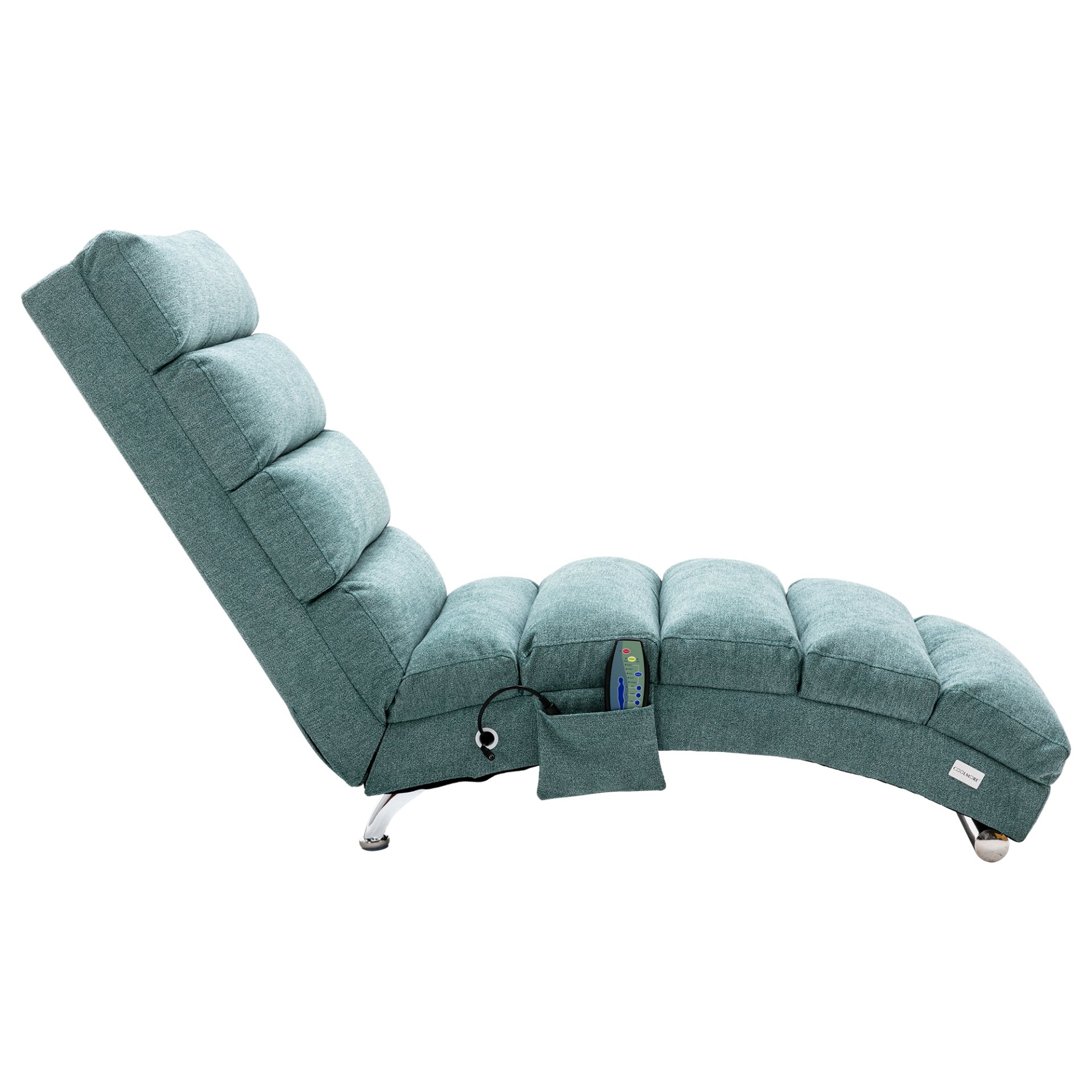 Ergonomic Electric Massage Chaise Lounge With Remote Control, 5 Modes For Relaxation - Teal - Image 17