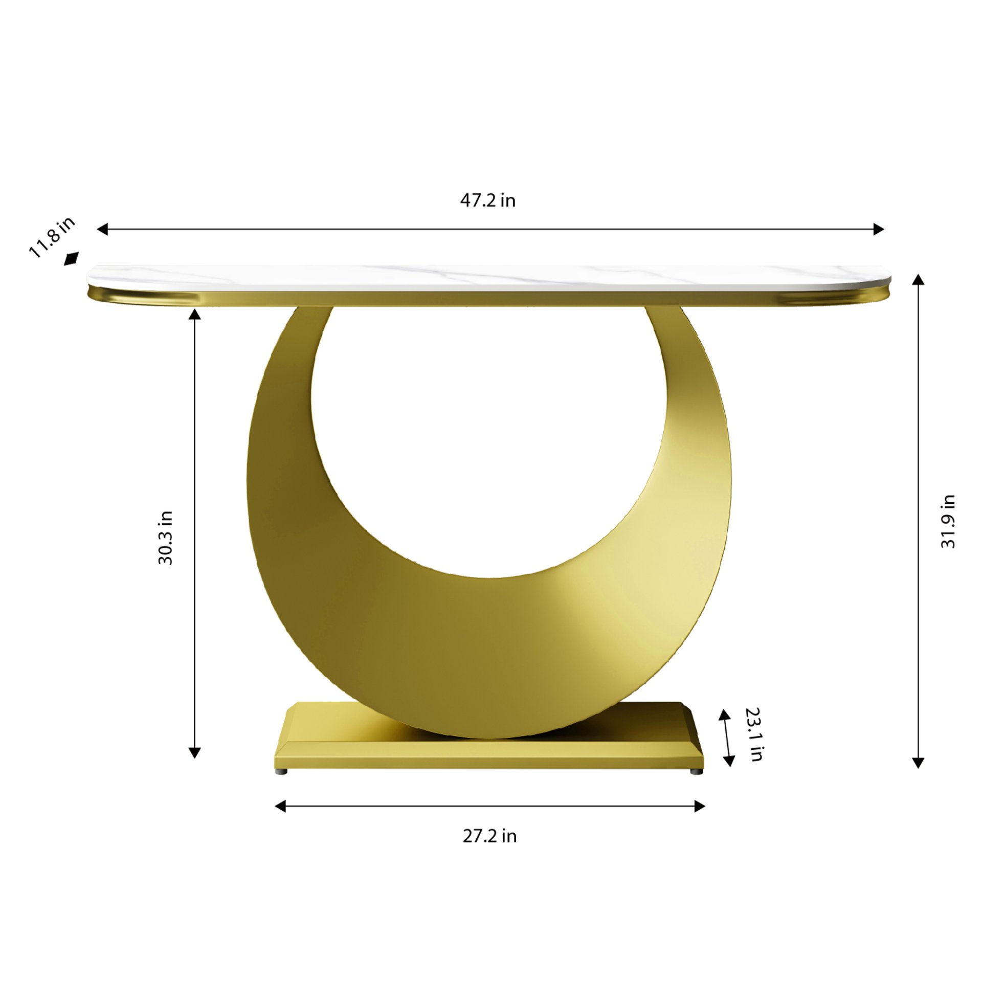 Half Console Table For Hallway - Gold / White - Image 3