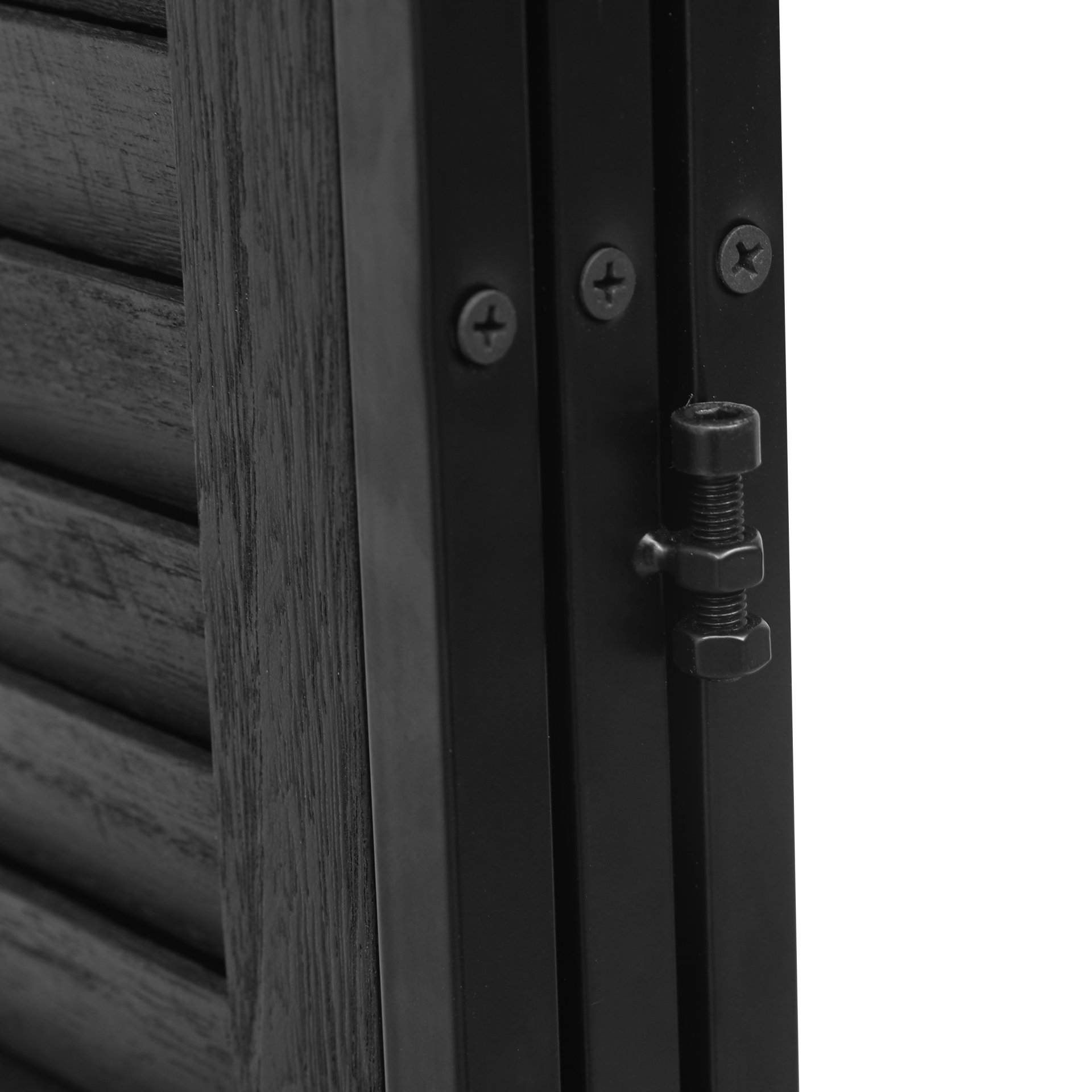 Rustic 3 Panel Room Divider 6Ft Wood Folding Privacy Screen With Metal Frame And Louver Design - Black - Image 13