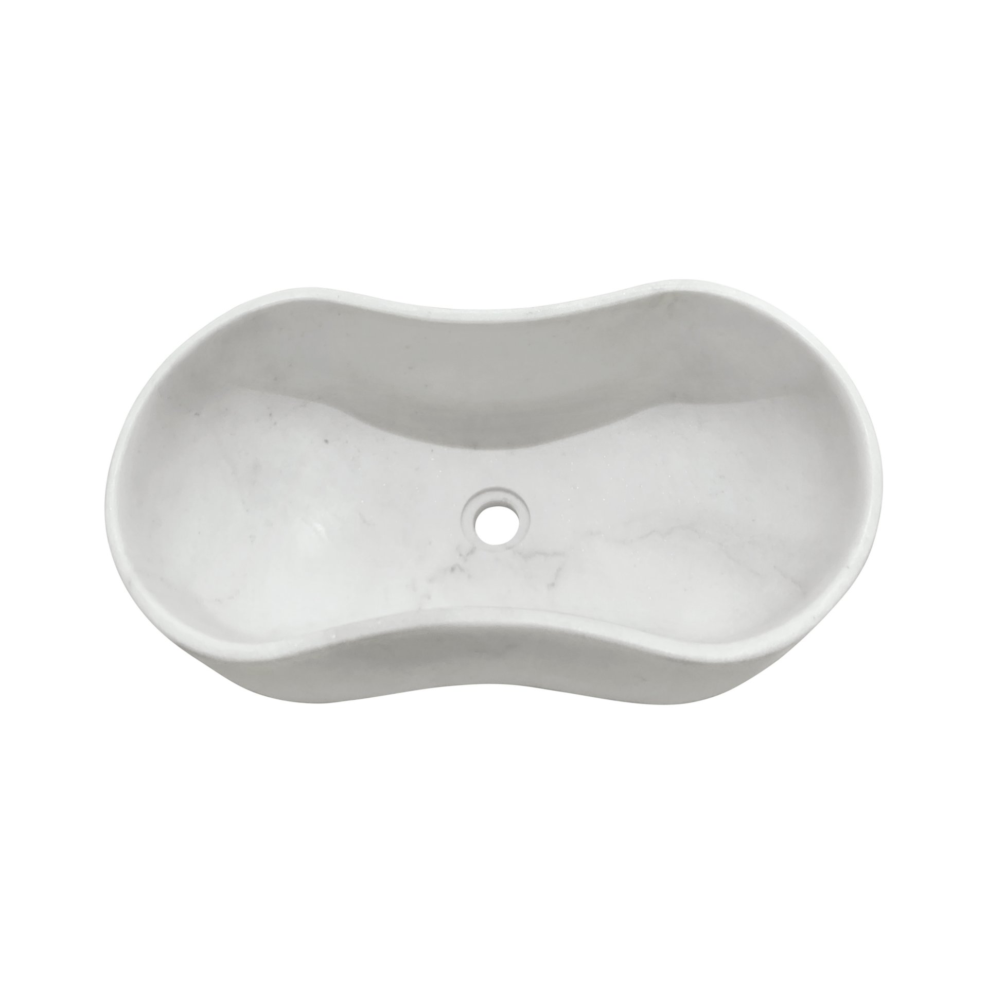 Bathroom Vessel Sink, Wavy Design, Semi Polished Surface - White / Natural - Image 8