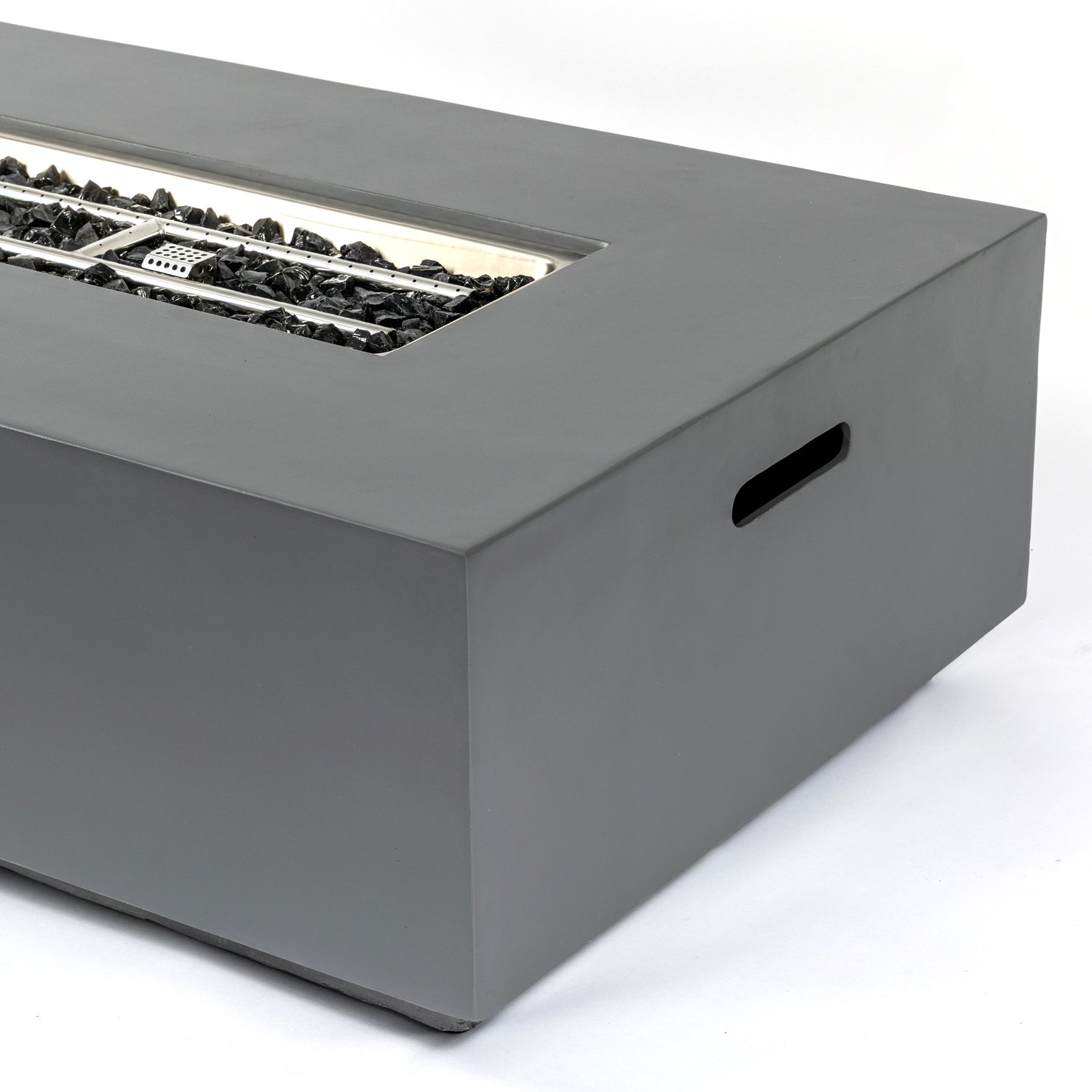 Volon - Rectangular Fire Pit Table, Propane Powered, 50,000 BTU - Light Gray - Image 7