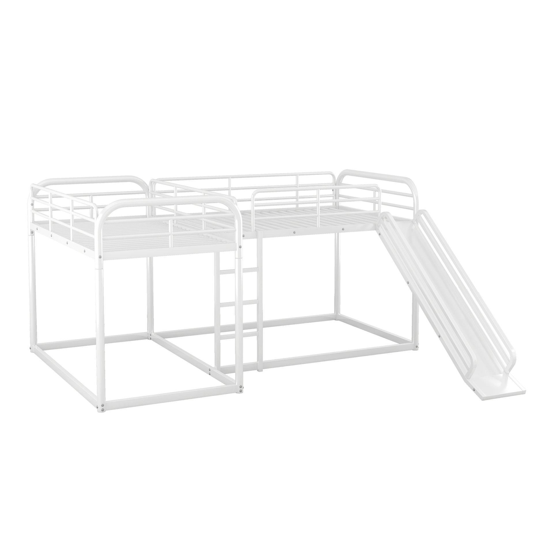 L-Shaped Bunk Bed With Slide And Short Ladder For Full And Twin Size - White - Image 9