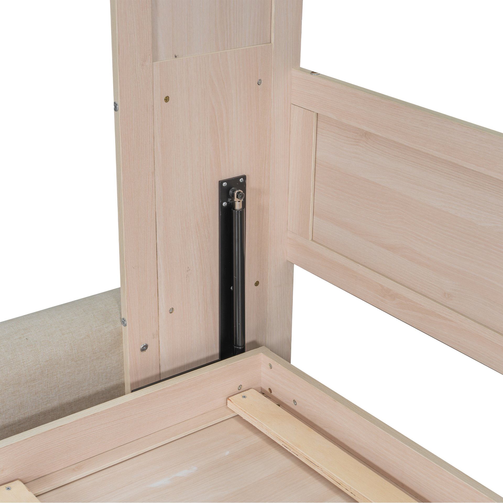 Queen Size Murphy Bed With Sofa And LED - Beige - Image 8