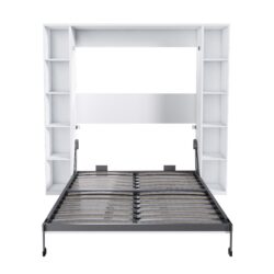 Queen Murphy Bed With Storage Cabinet - White