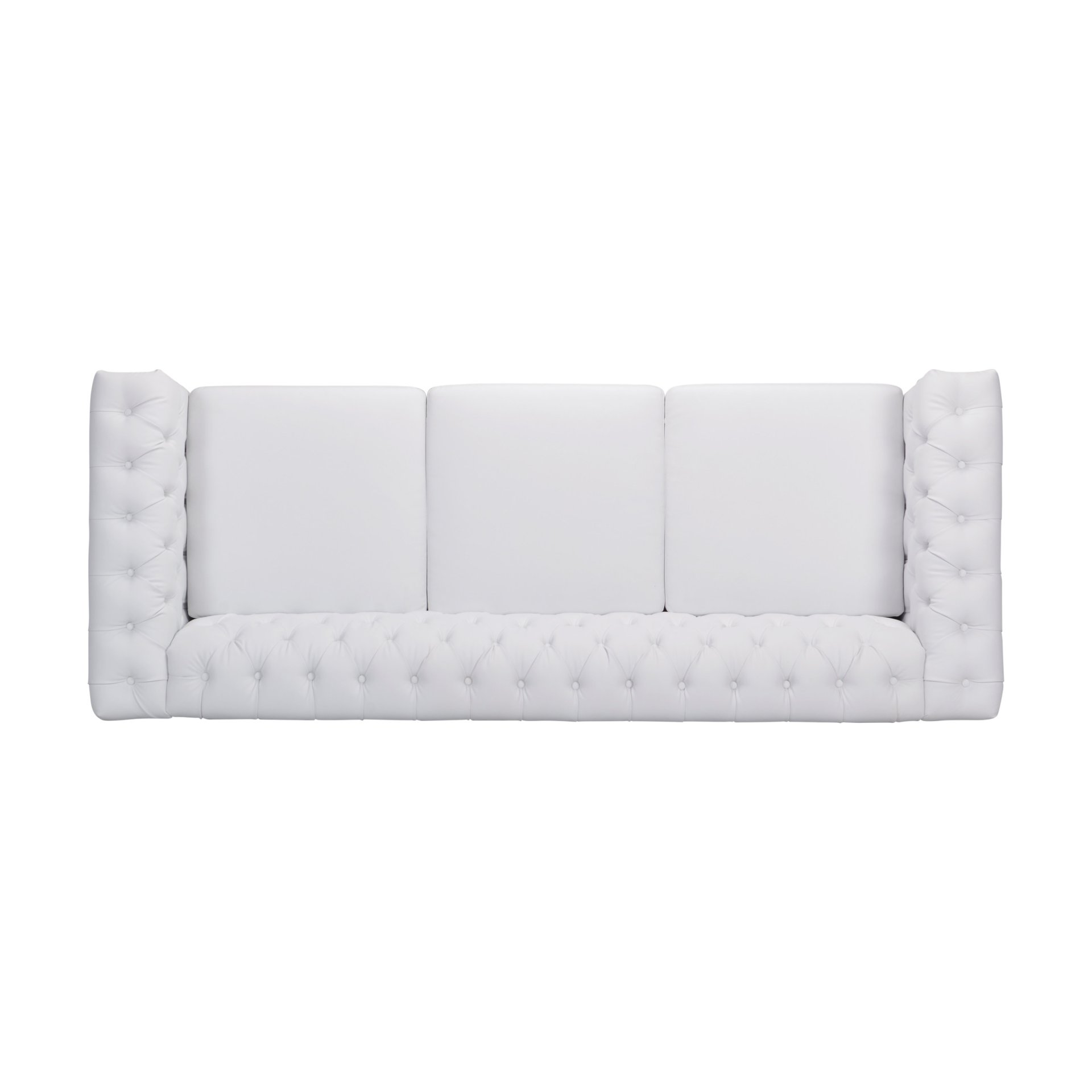 Chesterfield Style 3 Seater Sofa With Button Tufting And Nail Head Accents - White - Image 8