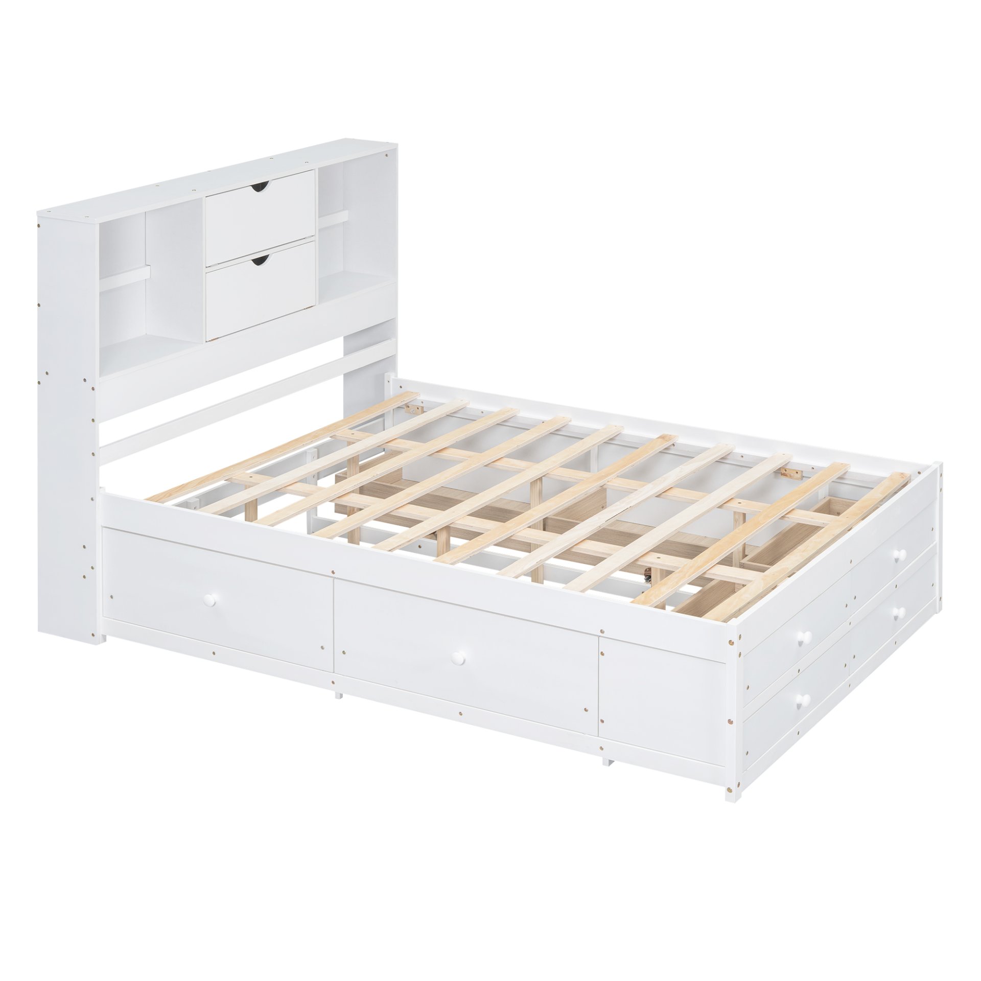 Queen Size Platform Bed With Storage Headboard And 8 Drawers - White - Image 14