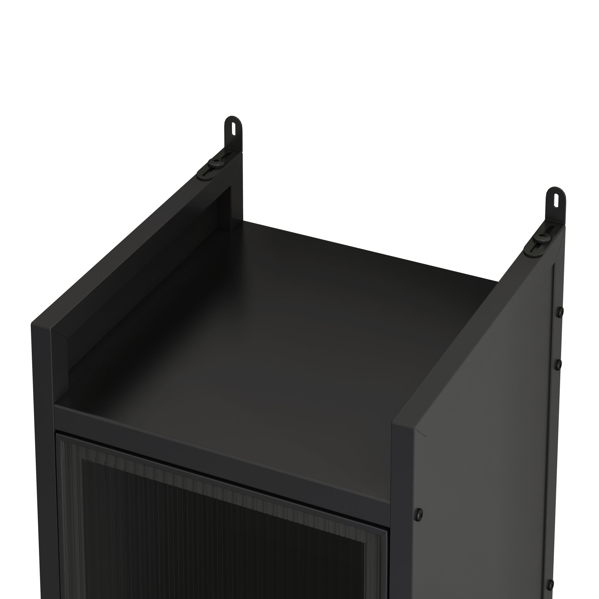 3 Tier Glass Door Cabinet With 4 Tier Storage - Black - Image 9