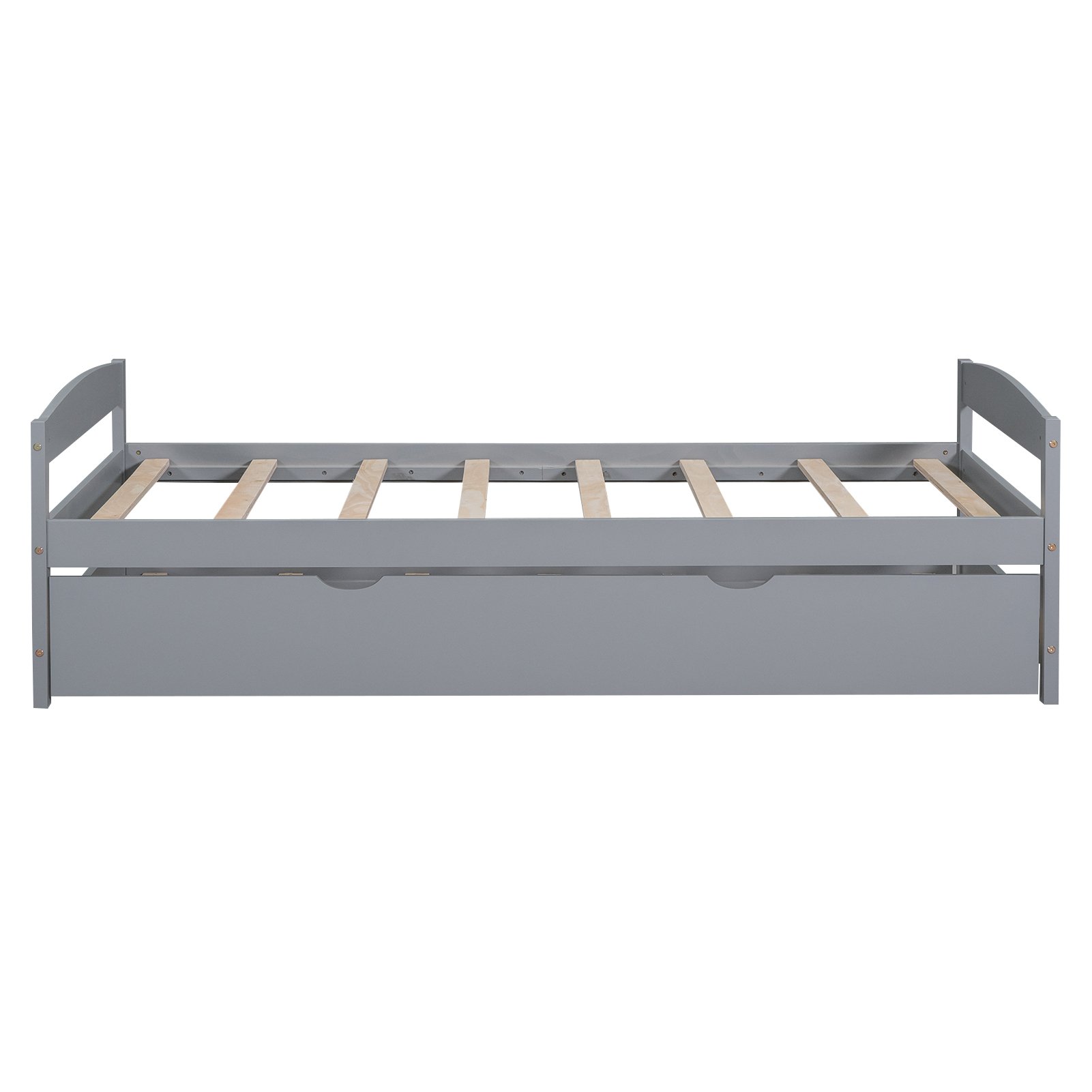 Twin Size Platform Bed With Twin Trundle - Gray - Image 8